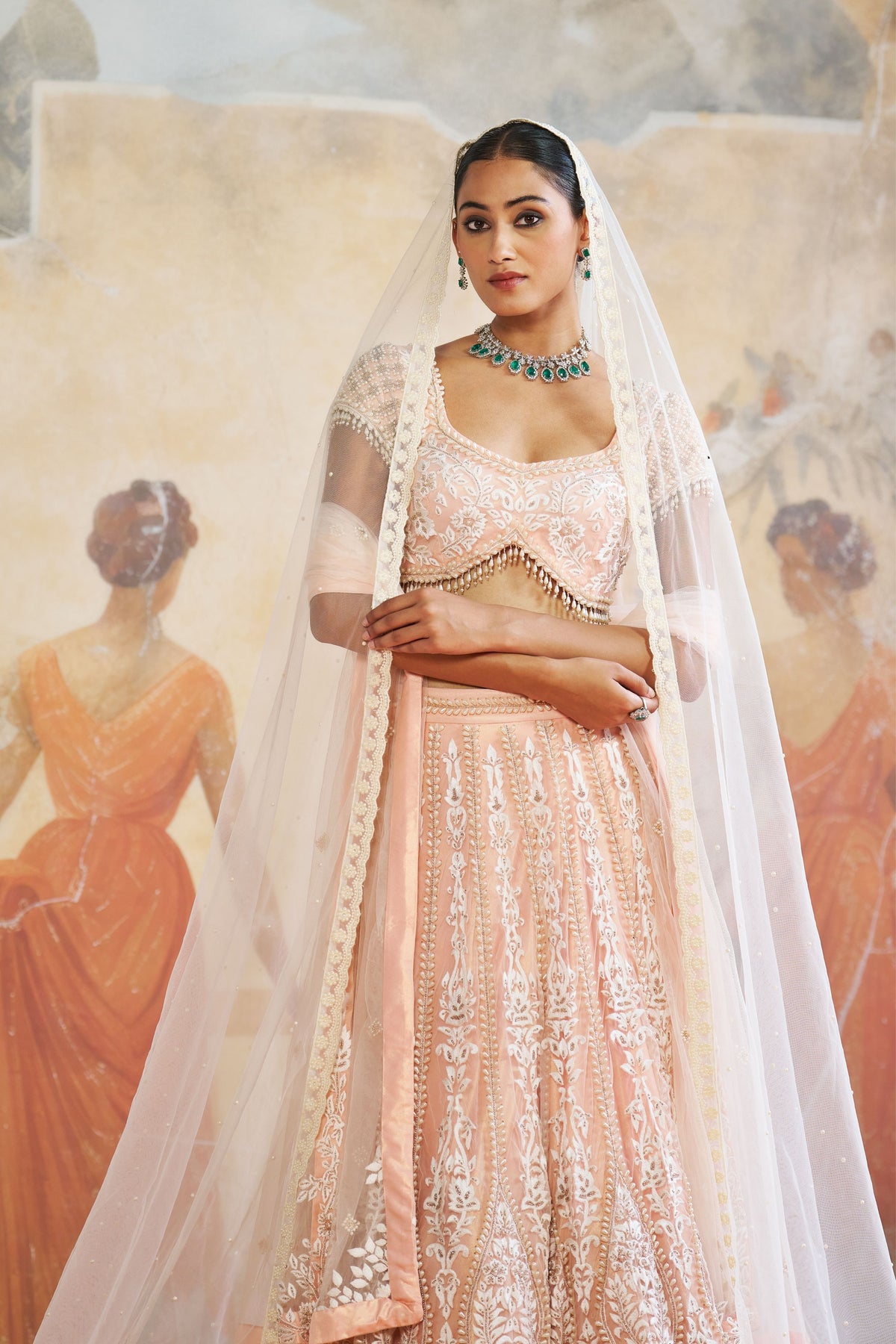 Peach Pearl Lehenga Set