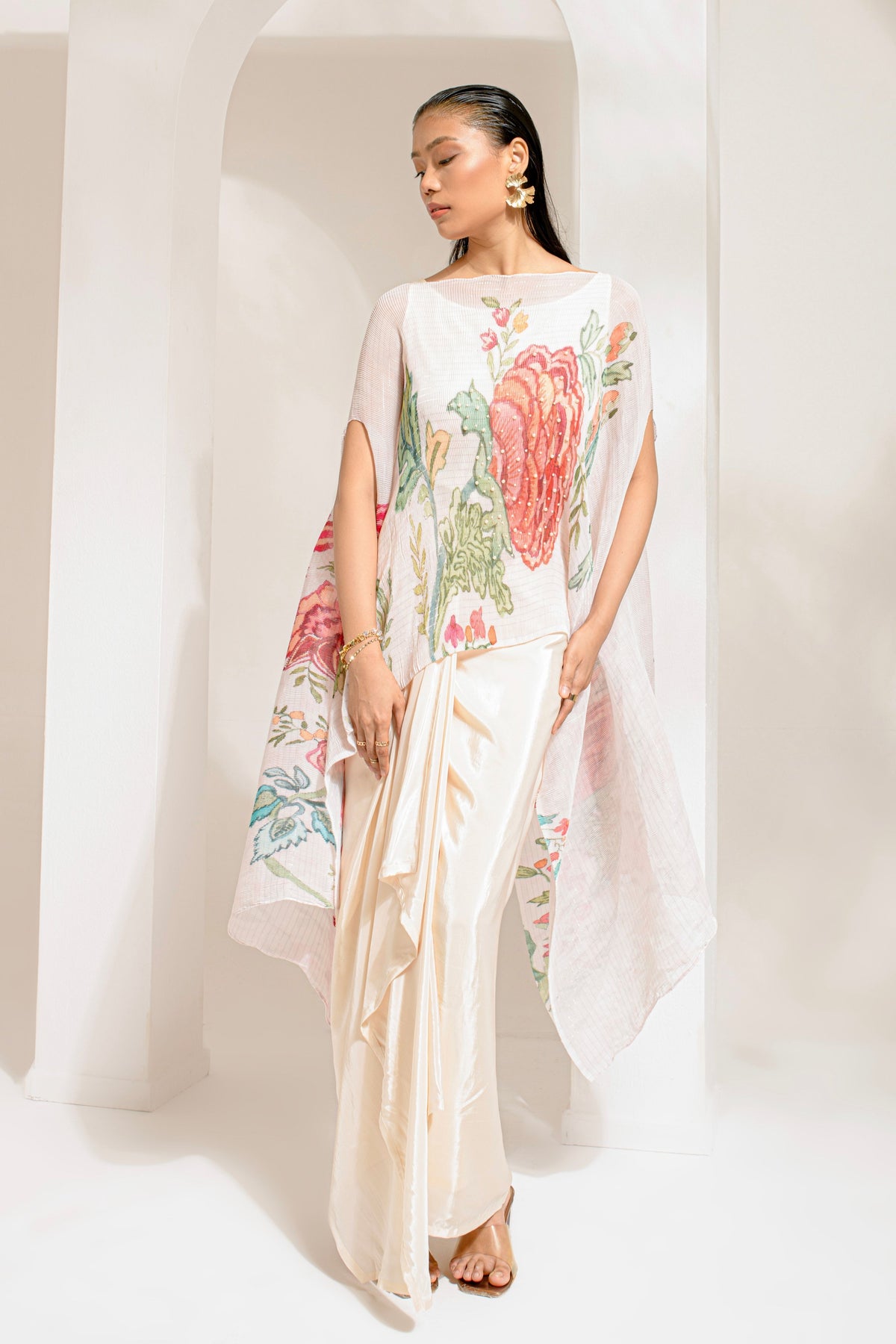 White Hp Kaftan And Dhoti