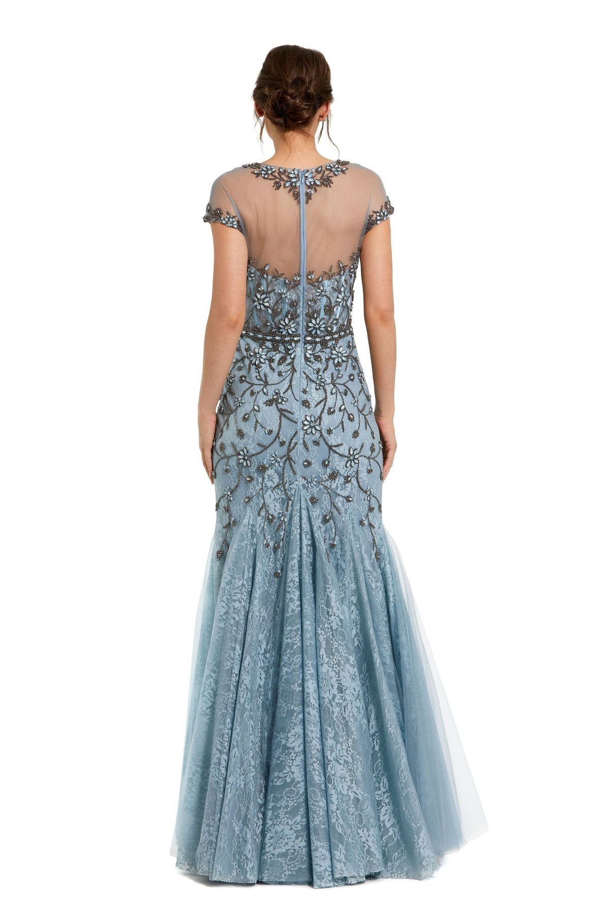 Long Blue Crystal Gown