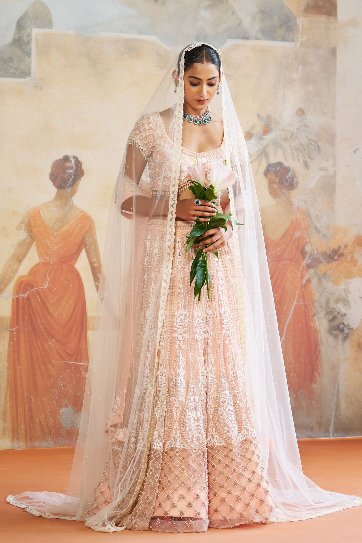 Peach Pearl Lehenga Set