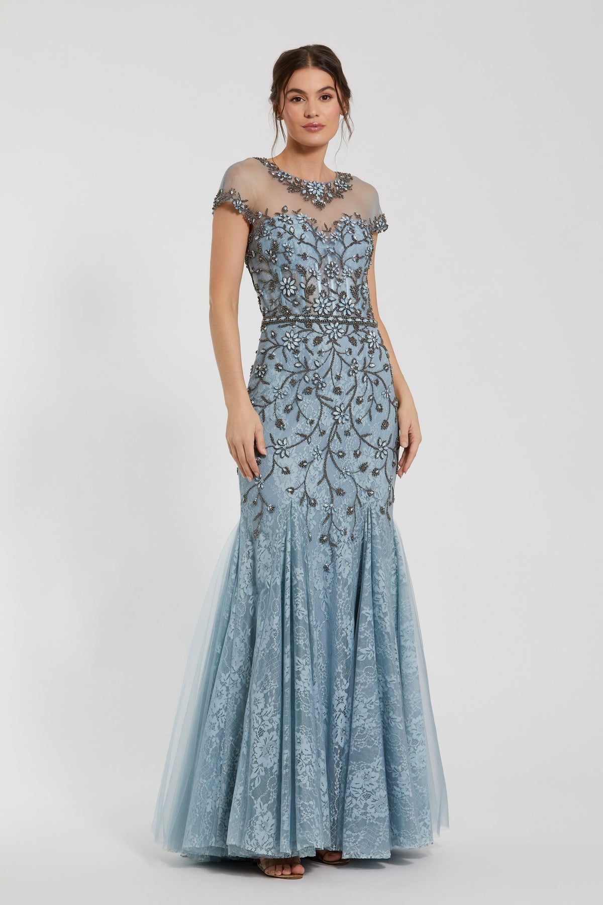 Long Blue Crystal Gown