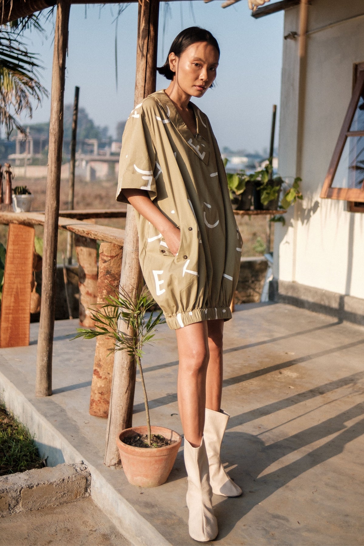 Khaki Line Sydney Shift Dress