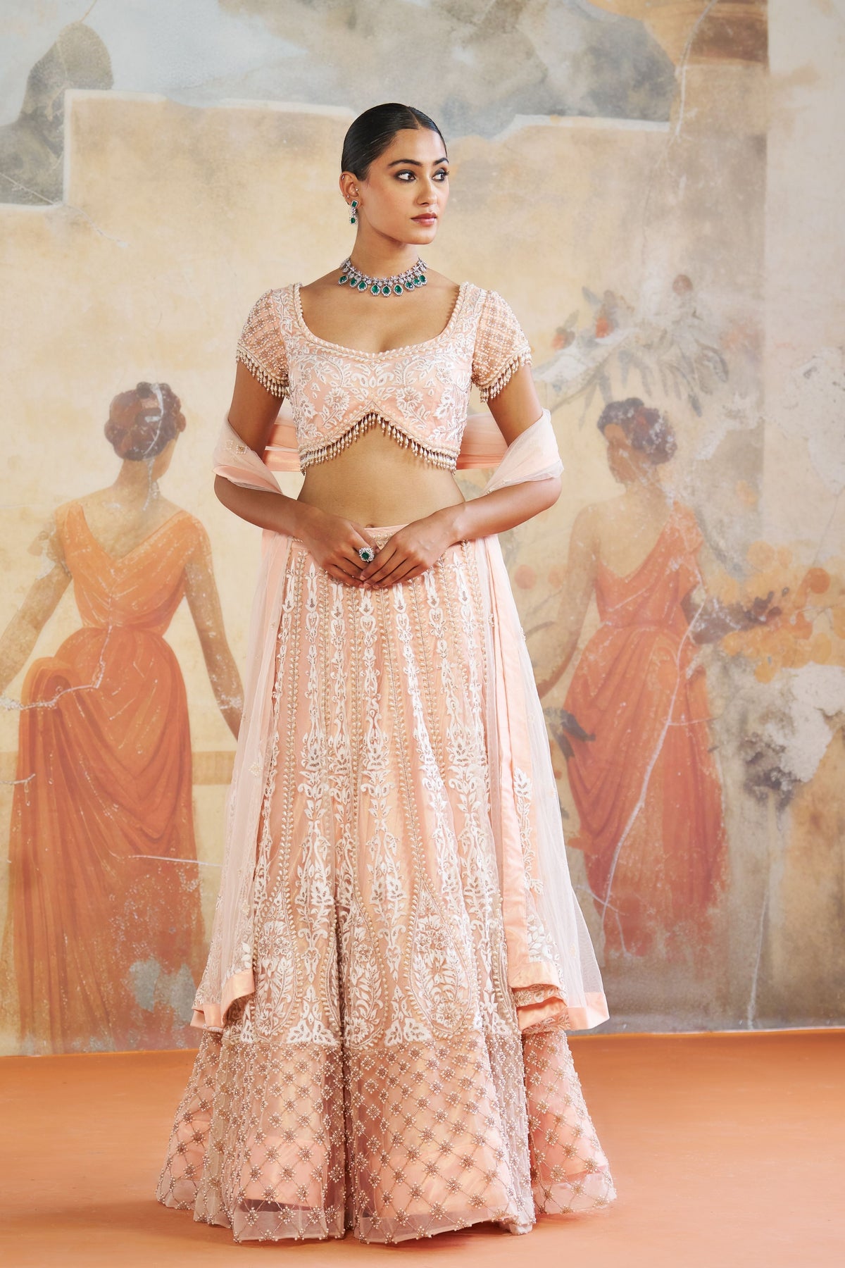 Peach Pearl Lehenga Set