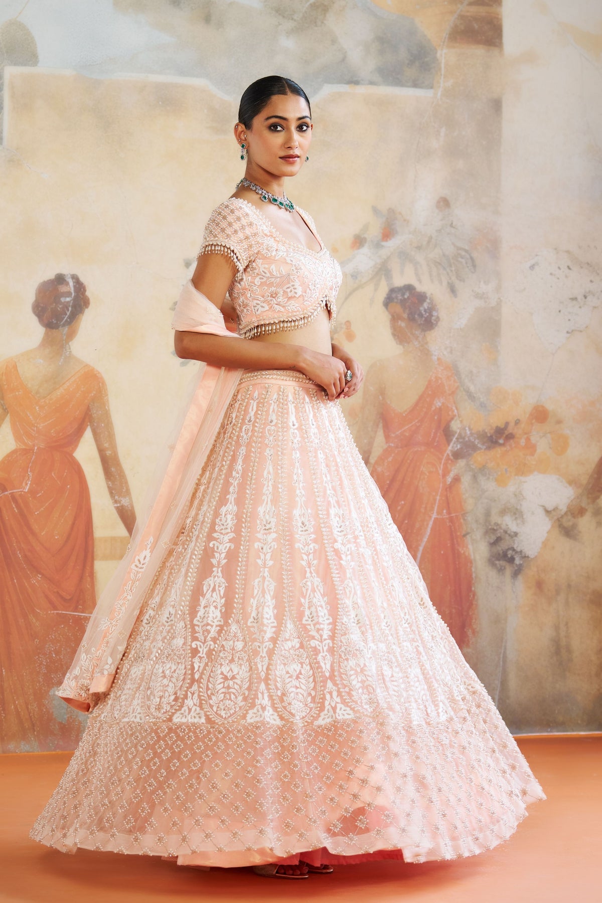 Peach Pearl Lehenga Set