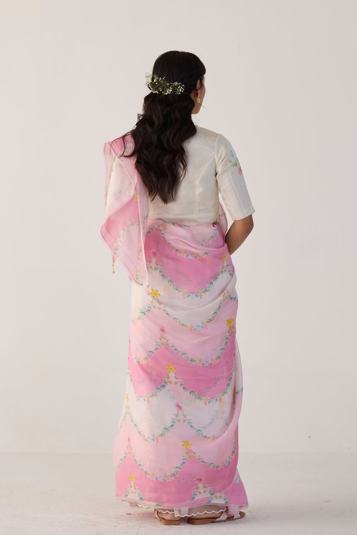 Pink Gulmarg Mulberry Organza Silk Sari