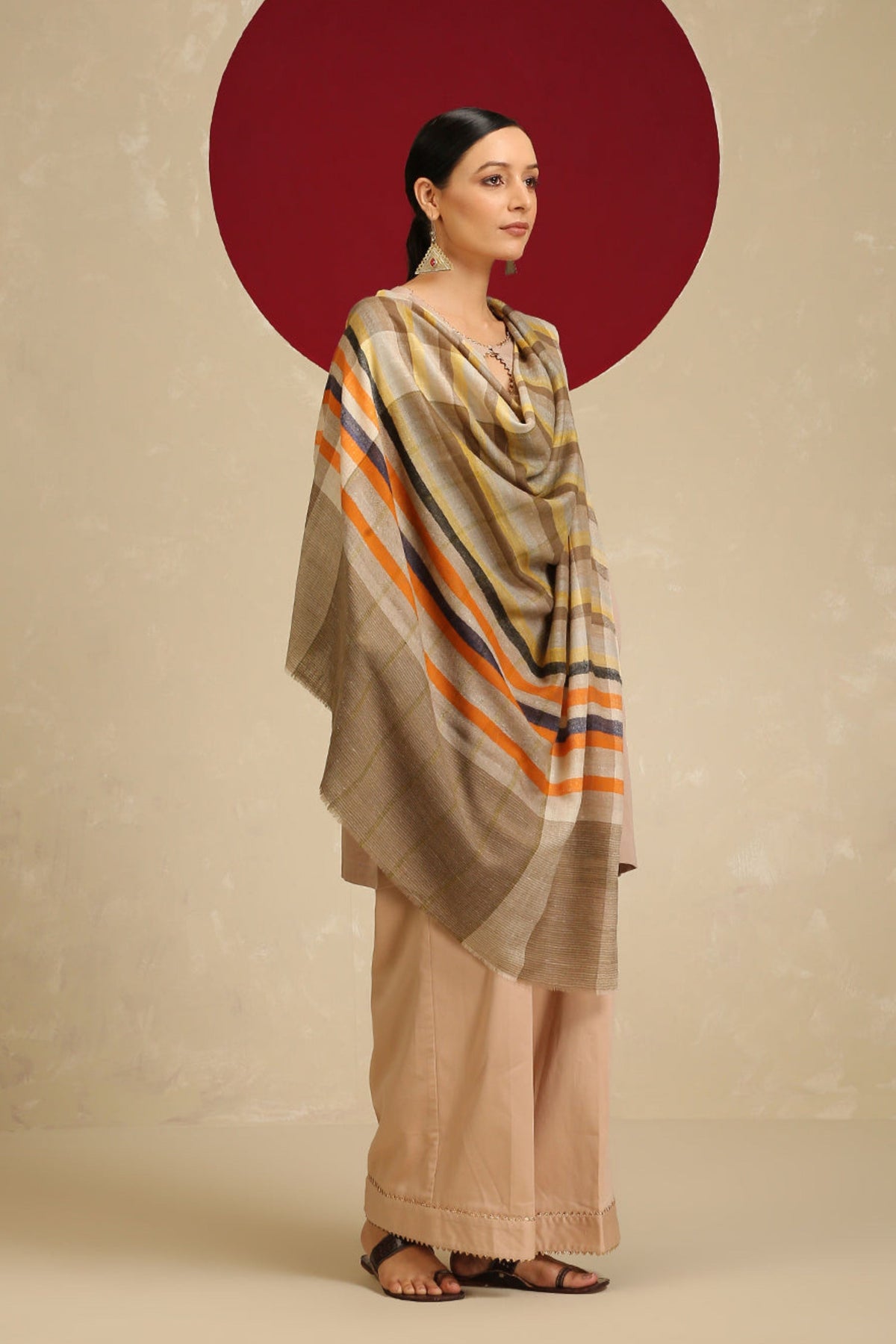 Pashmina Check Beige Shawl