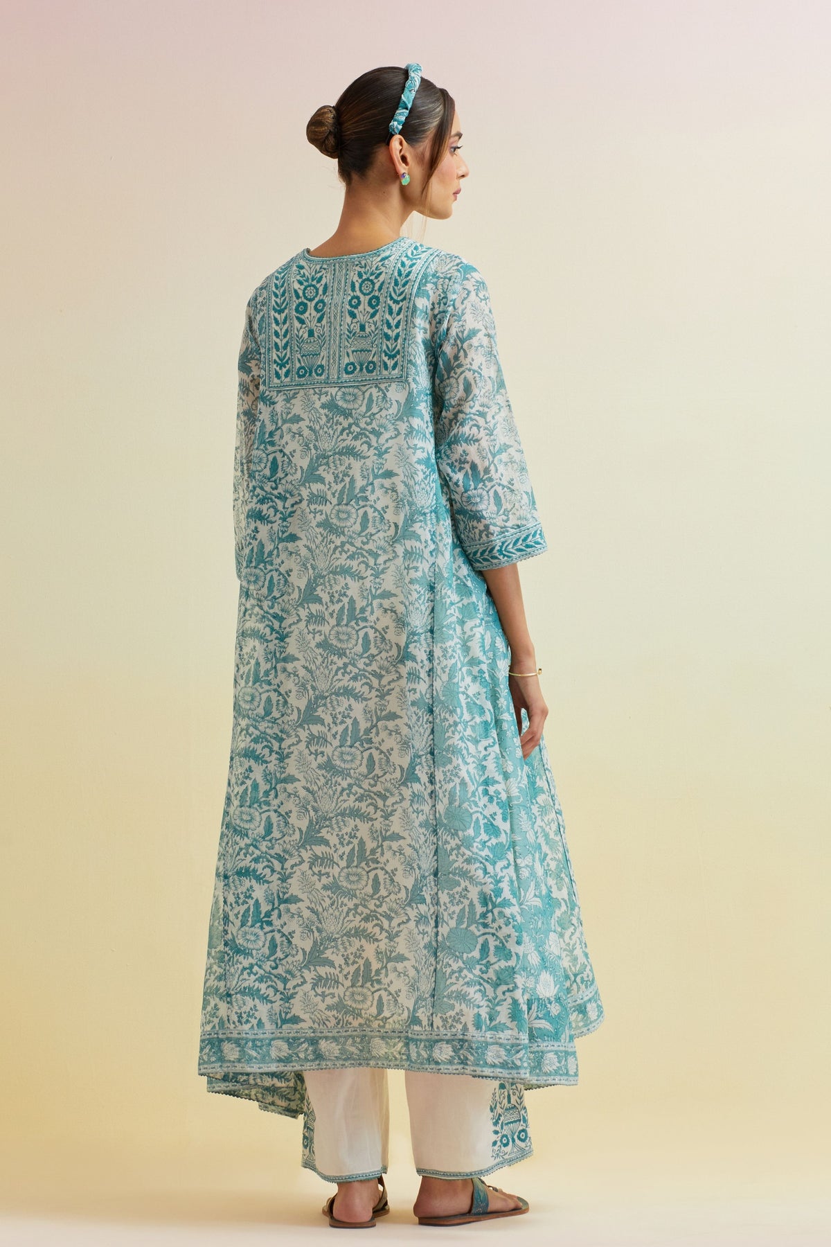 Tropical Teal A-line Kurta Set