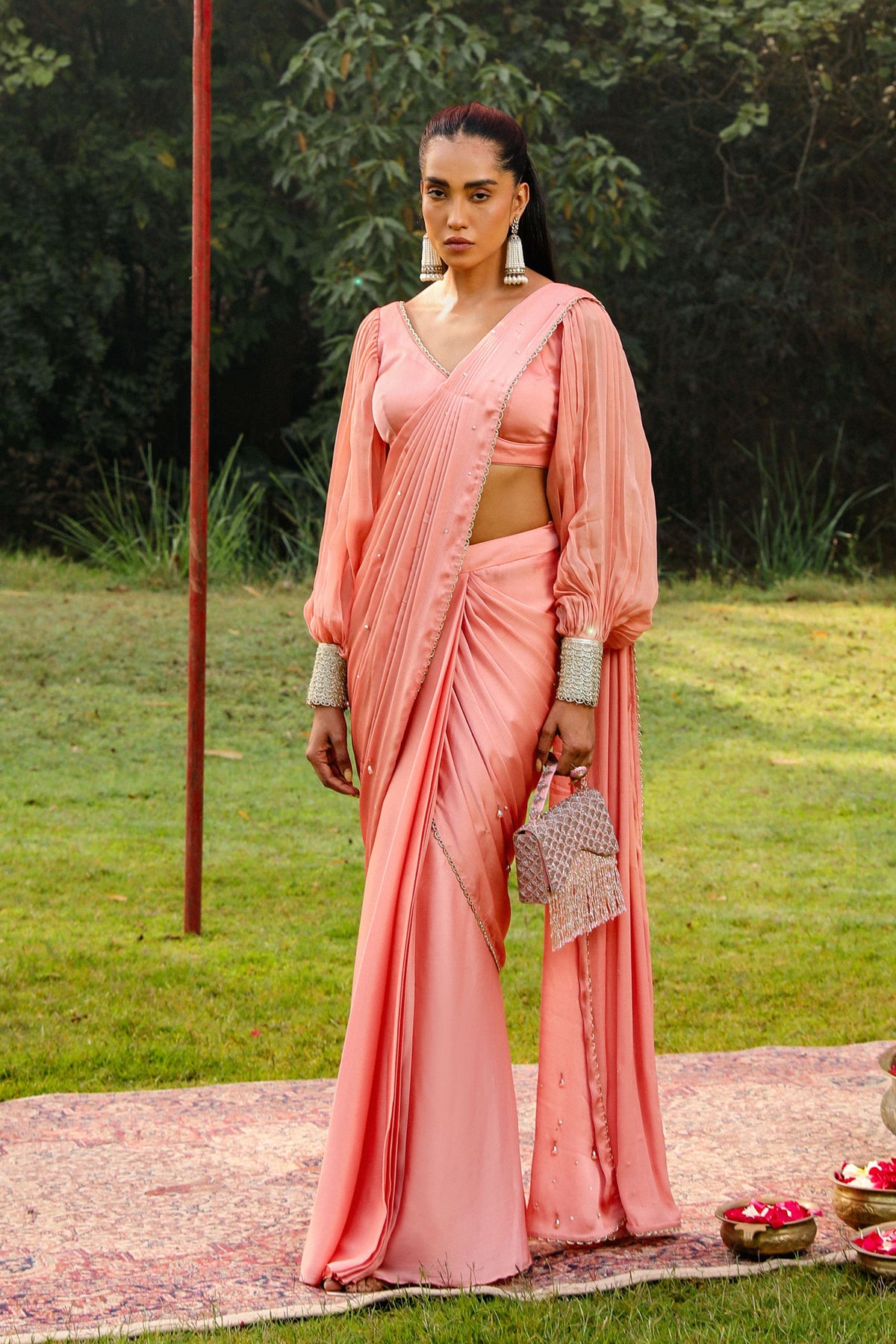 Ayesha Peach Drape Saree