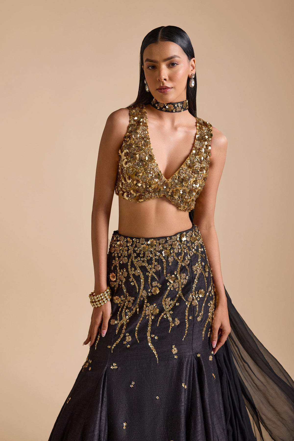 Black Mermaid Style Lehenga Set