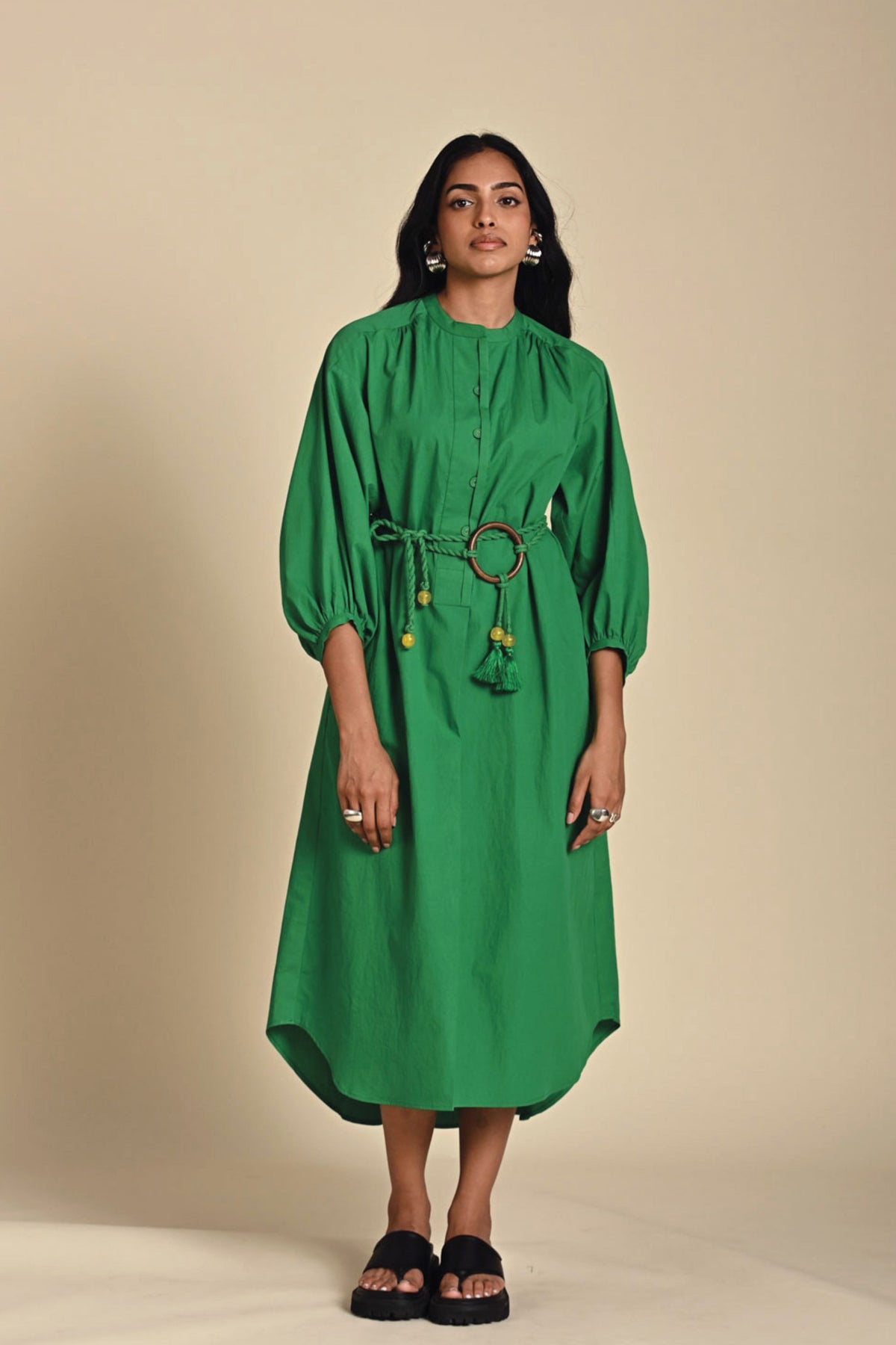 Sage Solid Dress - Oversized