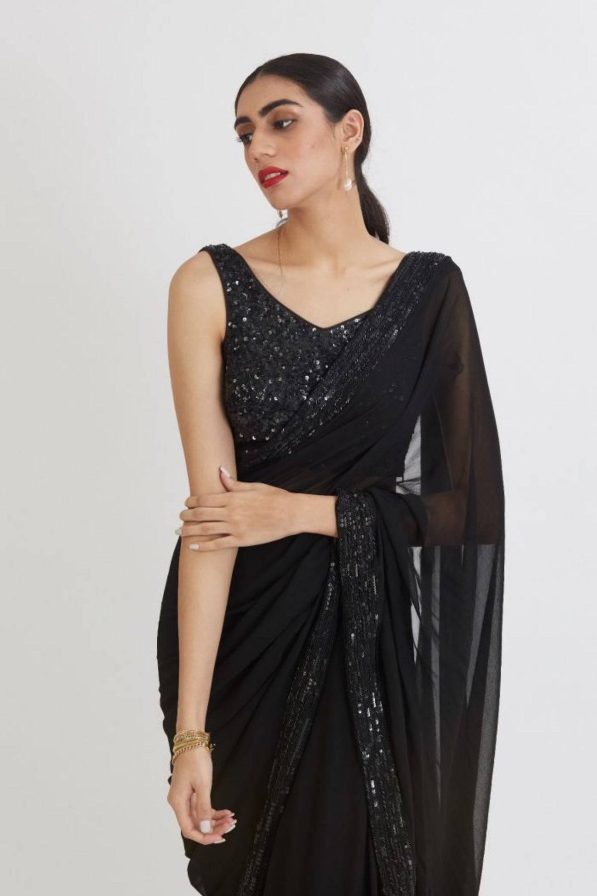 Black Anamika Saree Set