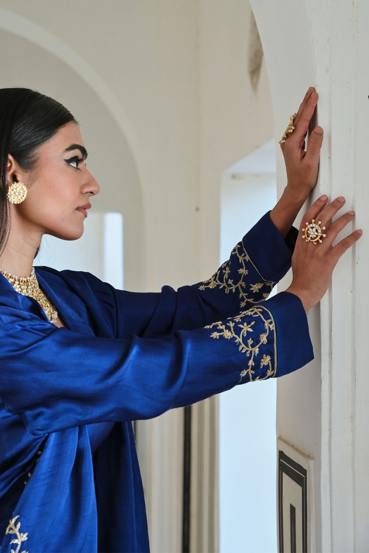 Royal Blue Embroidered Palazzo Set