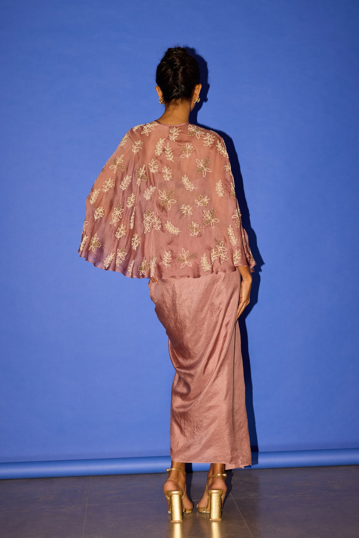 Pink Pearl Motifs Cape Set