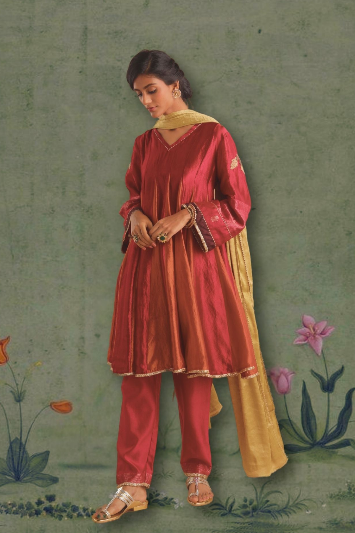 Dupion Silk Multi Color Kurta Set