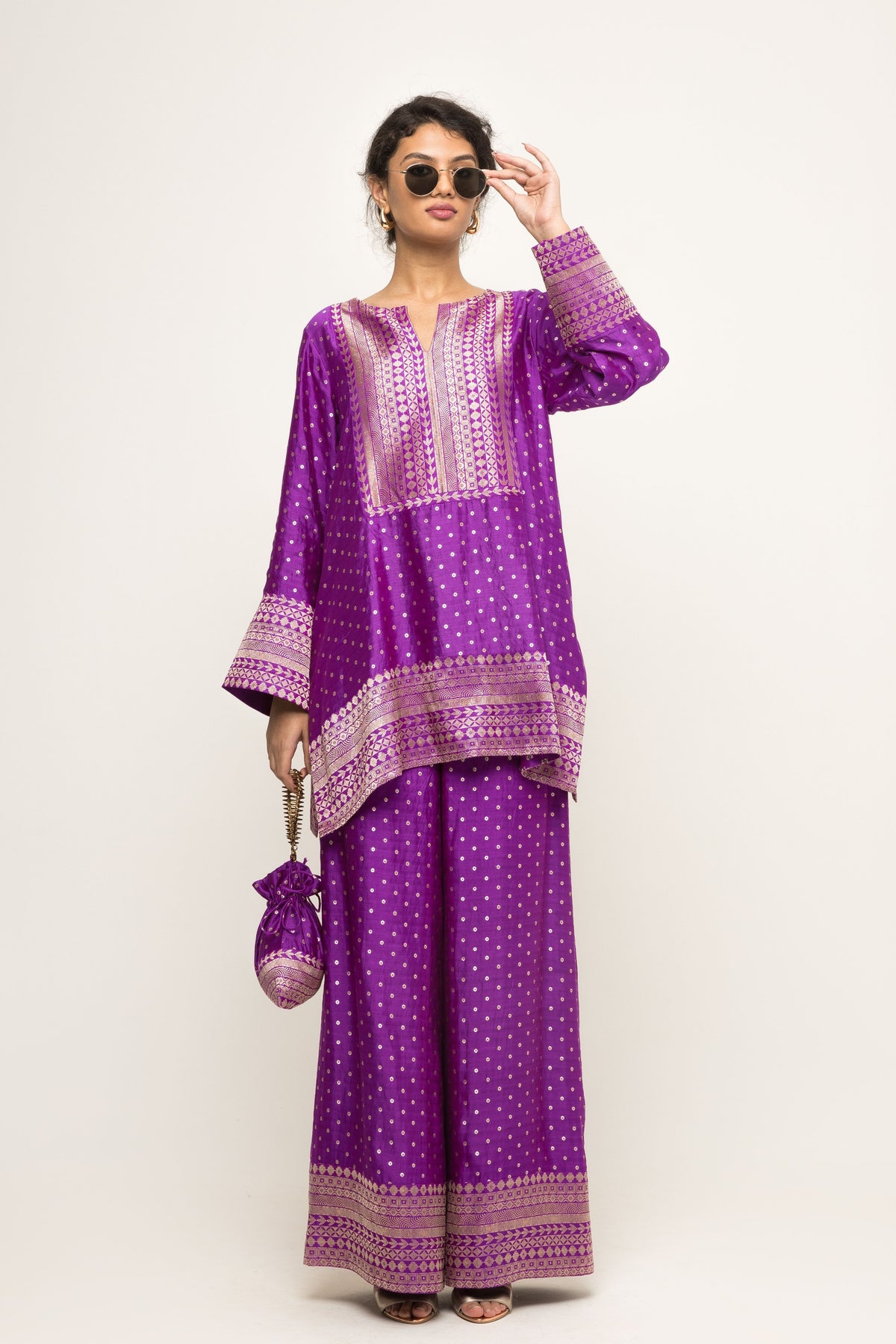 Sitara Dotted Purple Tunic Set