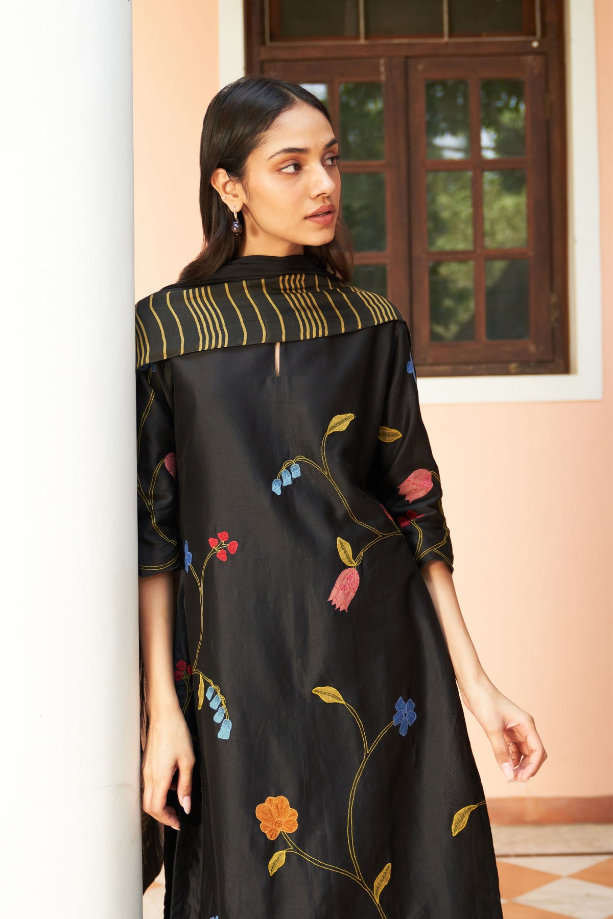 Coal Embroidered Kurta Set