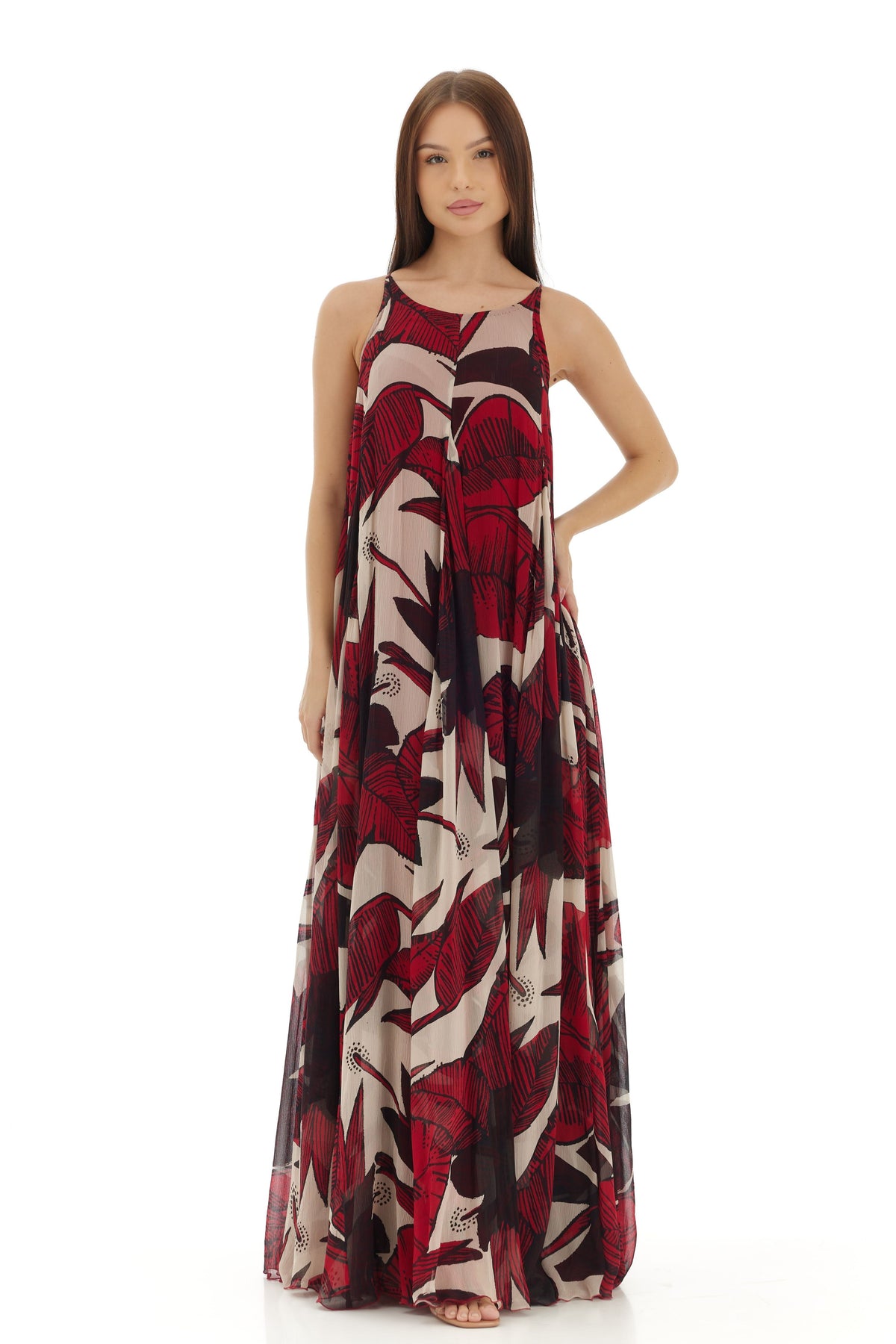 Offwhite and Red Long Dress