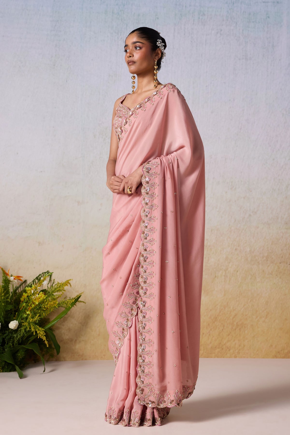 Dusty Rose Saree