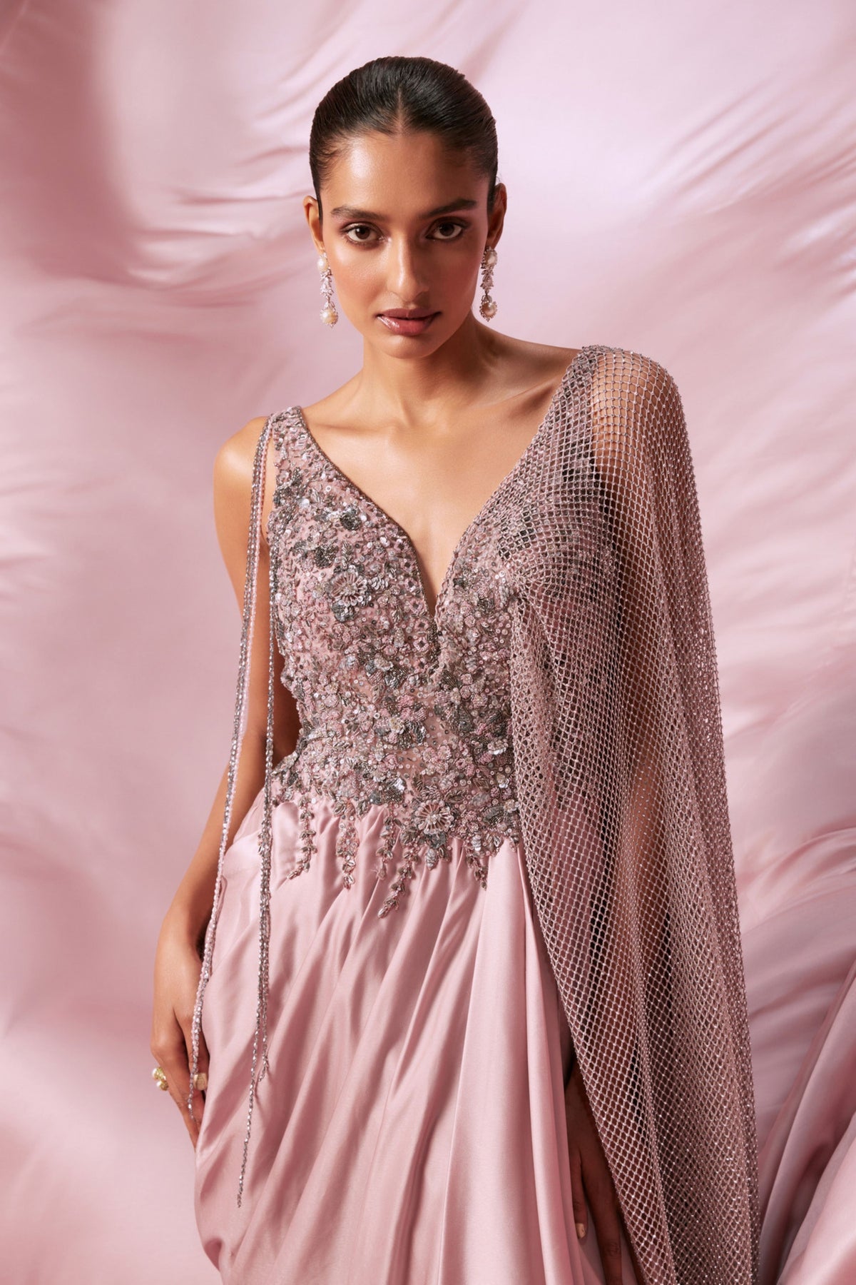 Soft Pink Drape Gown