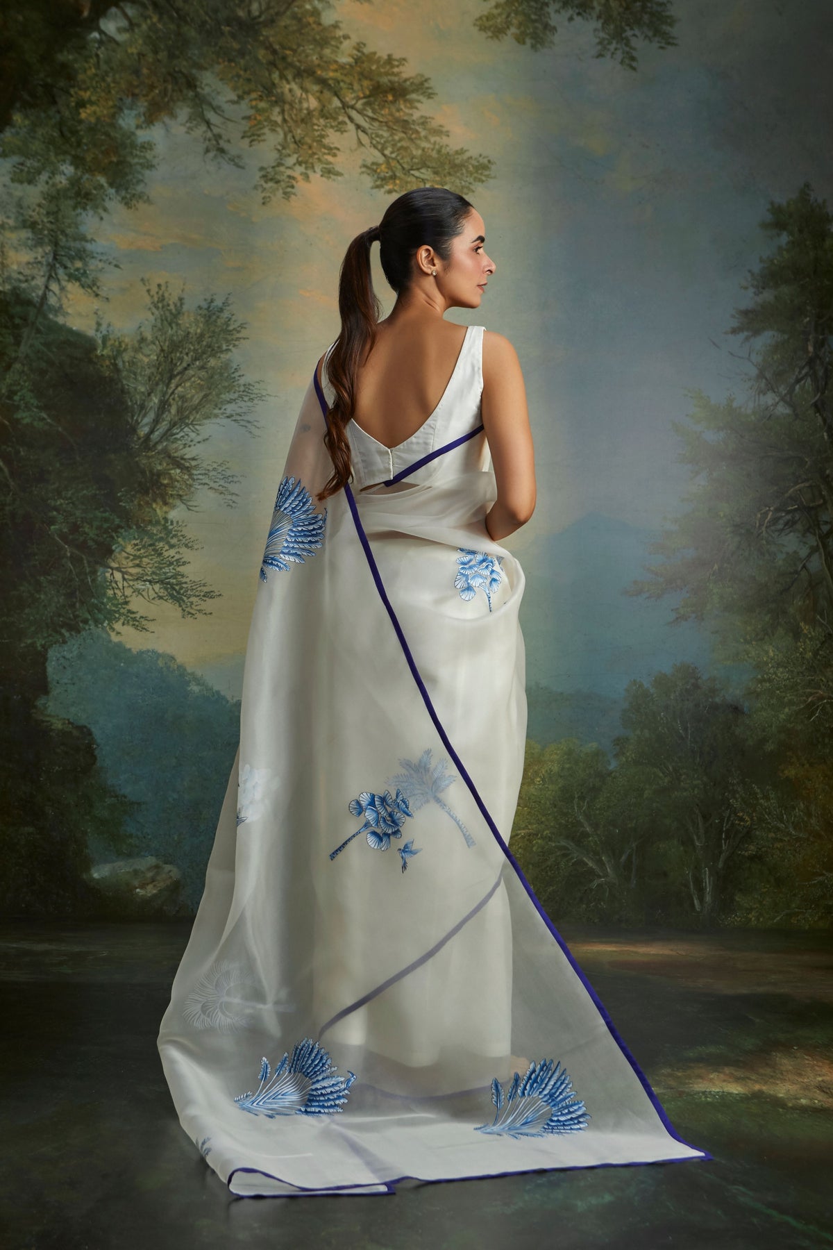 Indigo Feathered Canopy Saree