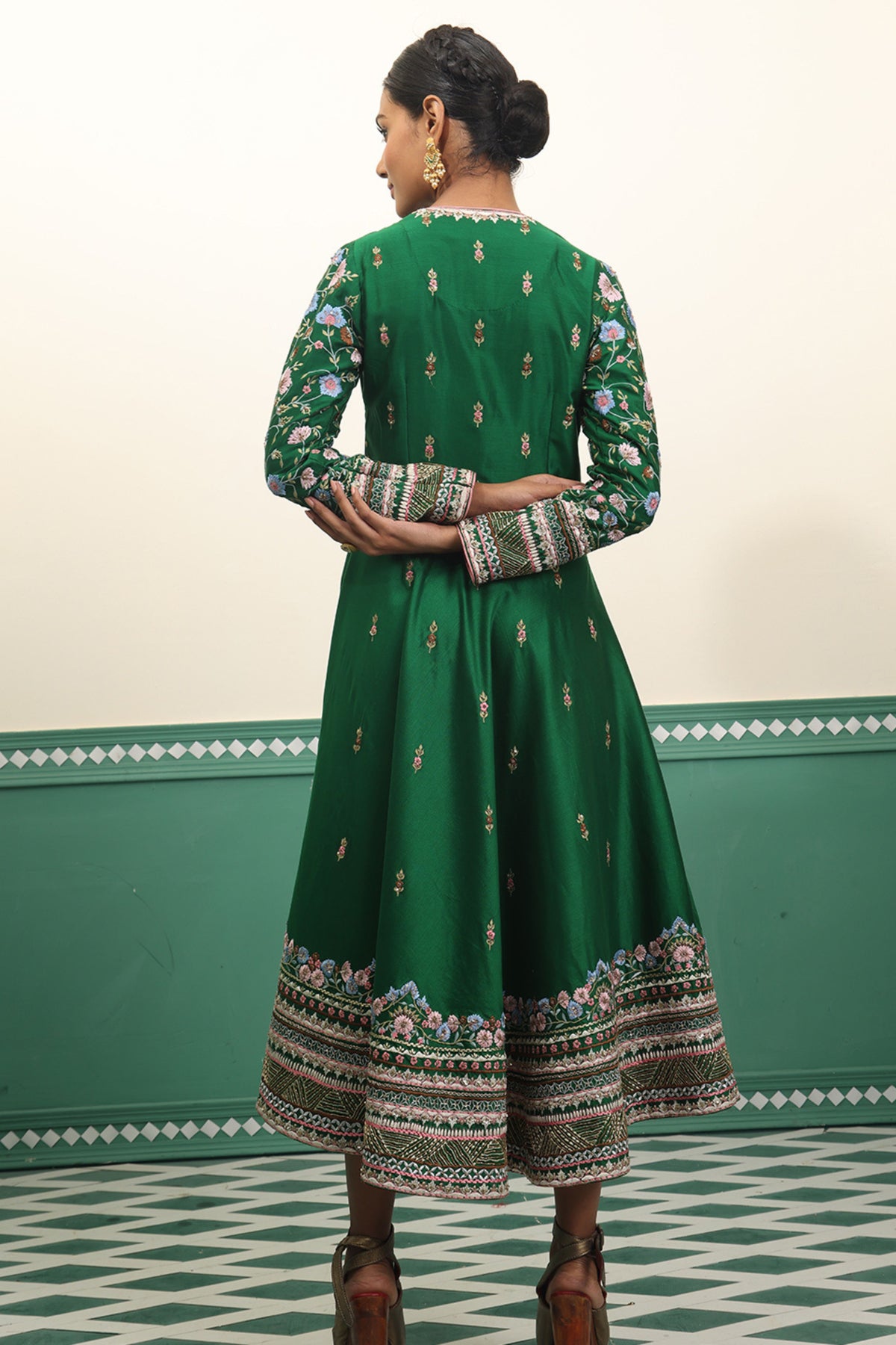 Green Angrakha Anarkali