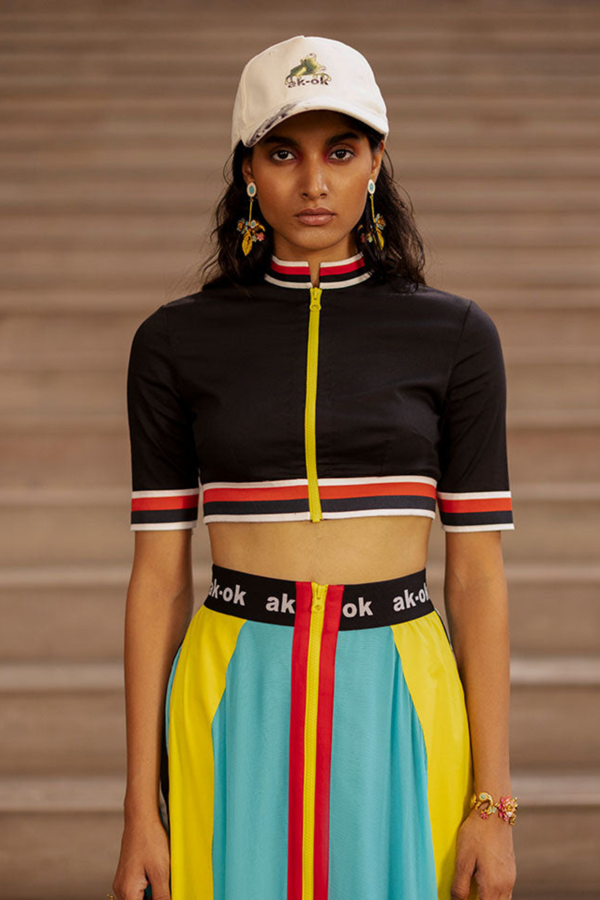 Lehenga Skirt And Top With Sporty Detail