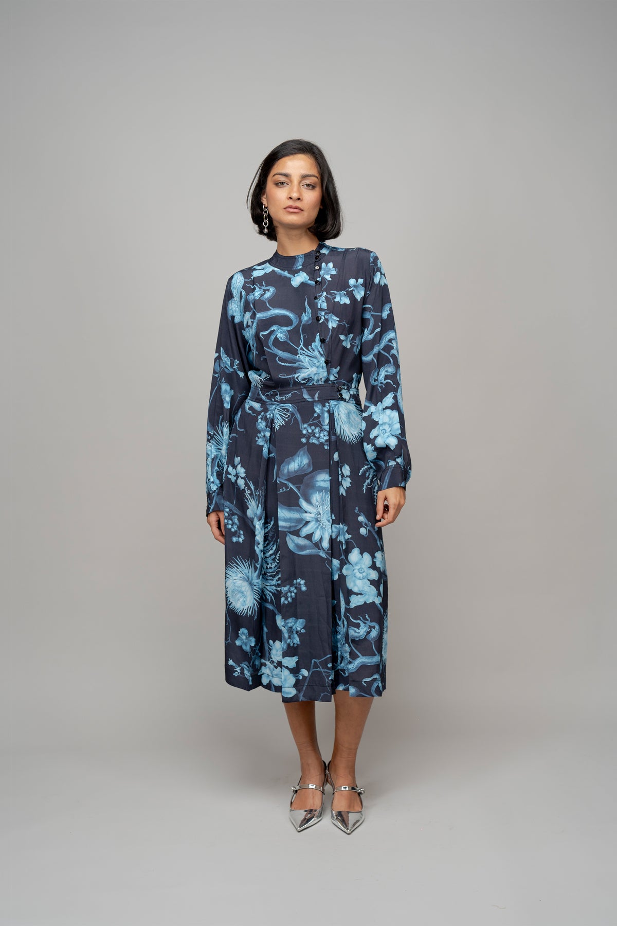 Garden Print Wrap Dress in Aurora Borealis