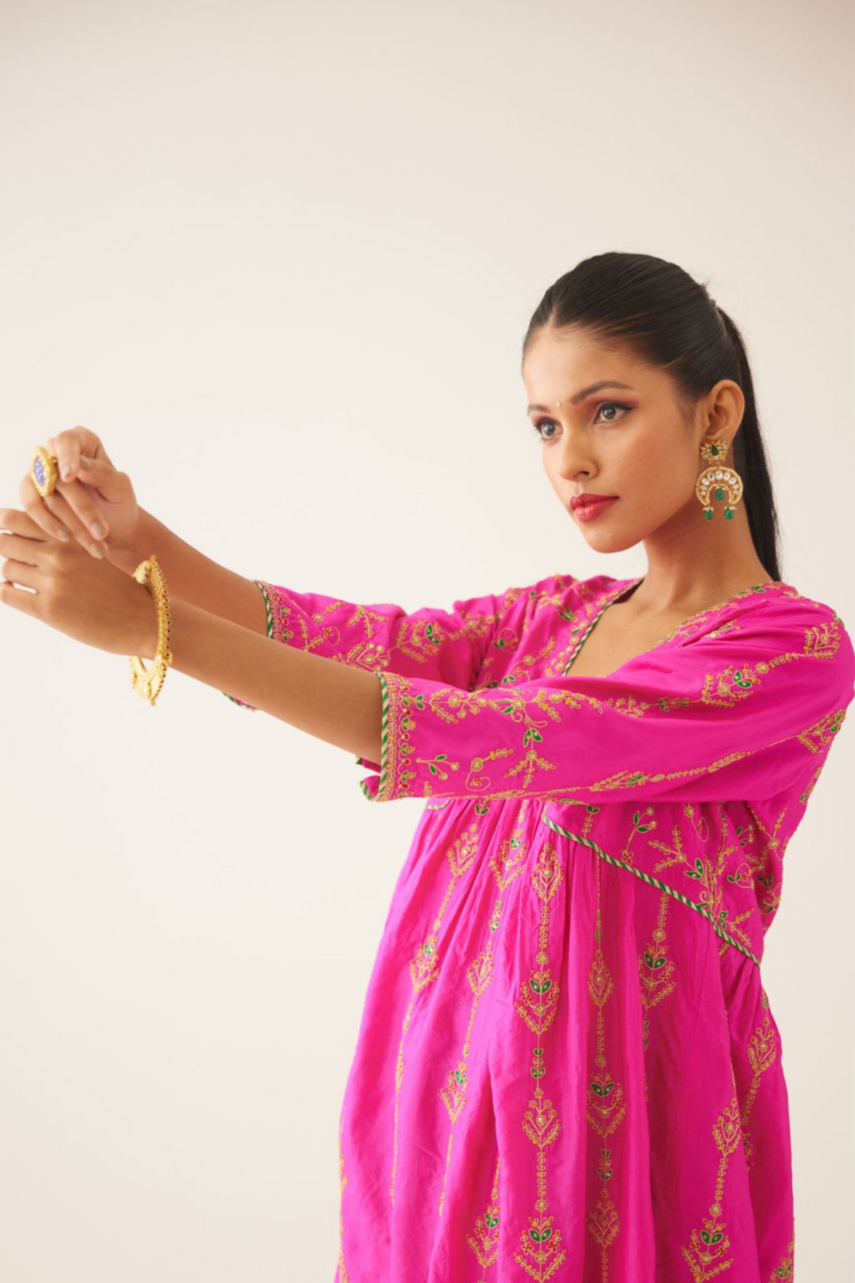 Fiji Fuchsia Silk Kurta Set