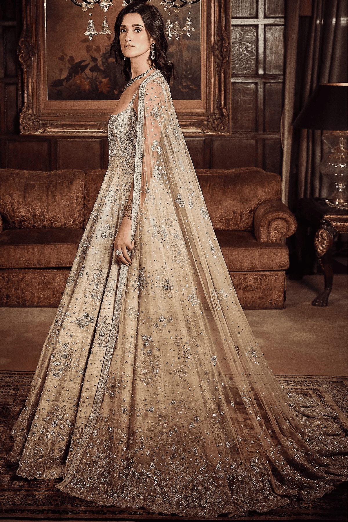 Starlight Mogra Gown With Dupatta