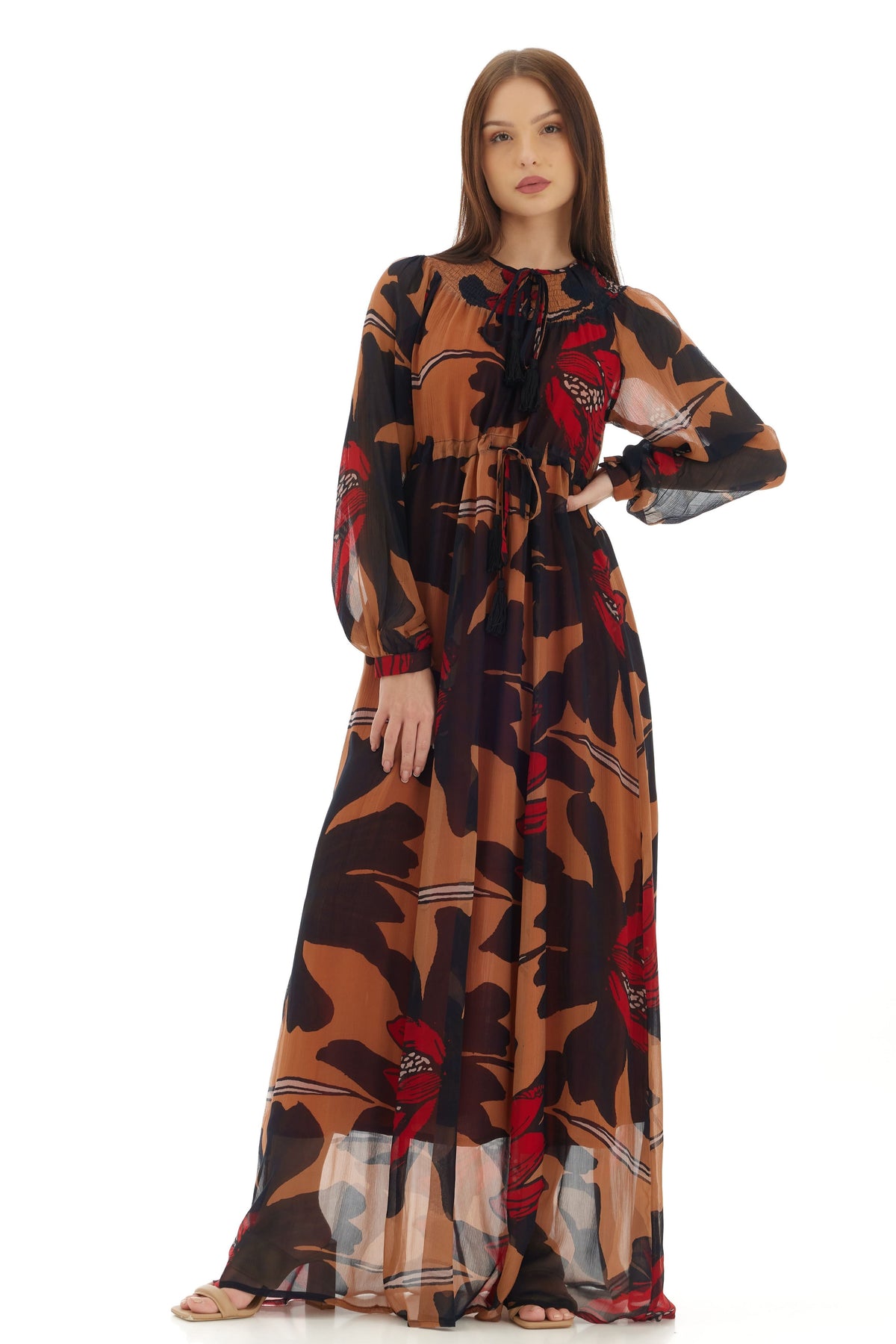 Orange and Brown Kaftan Dress