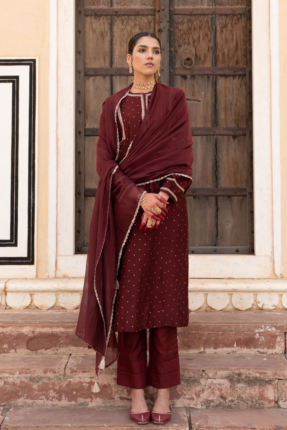 Dark Maroon Kurta Set