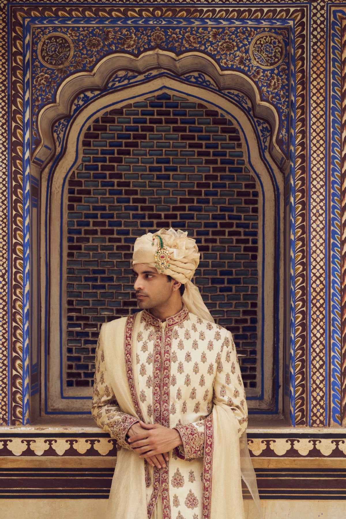 Beige Sherwani Set