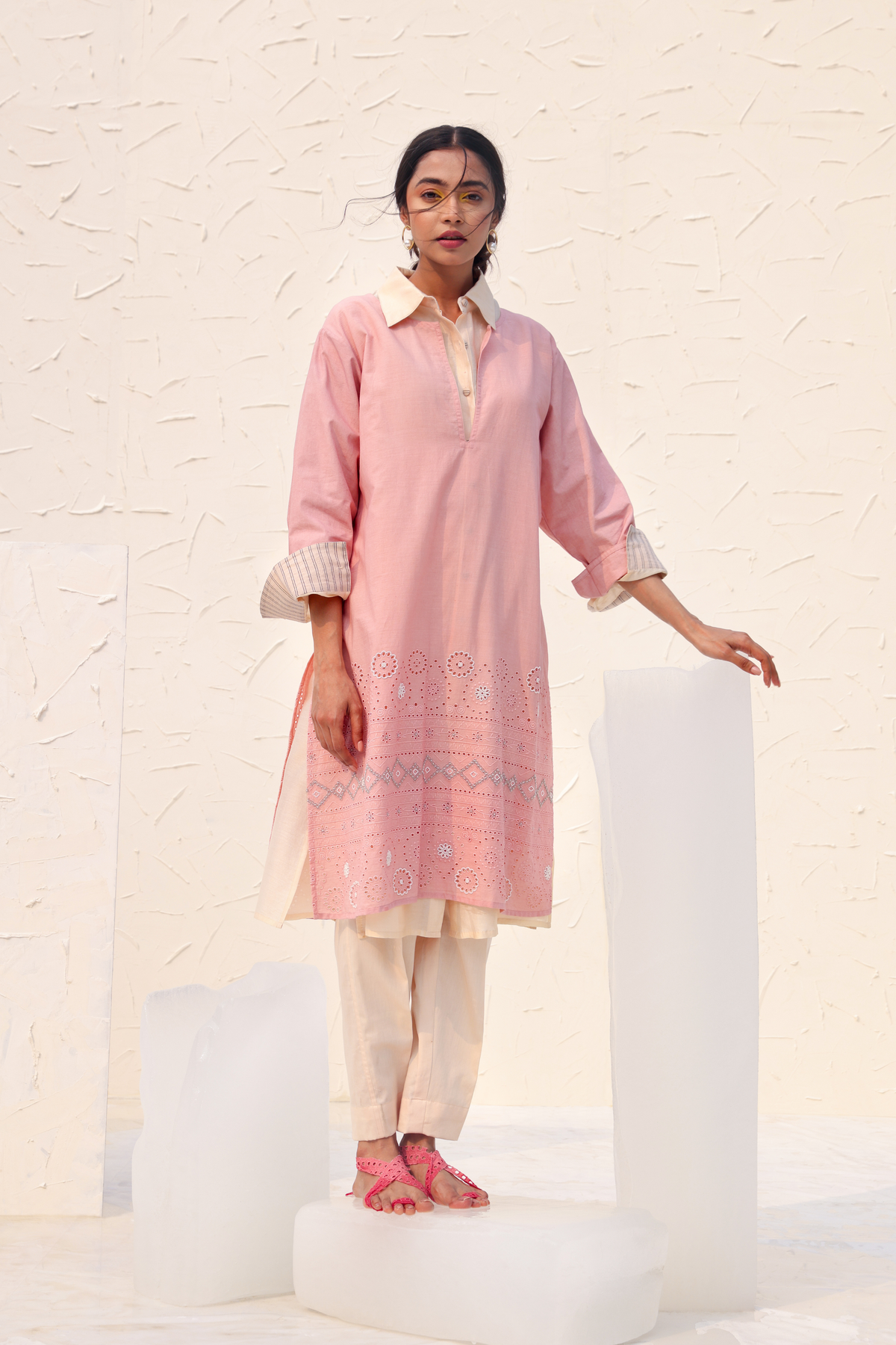 Dahlia Pink Embroidered Kurta