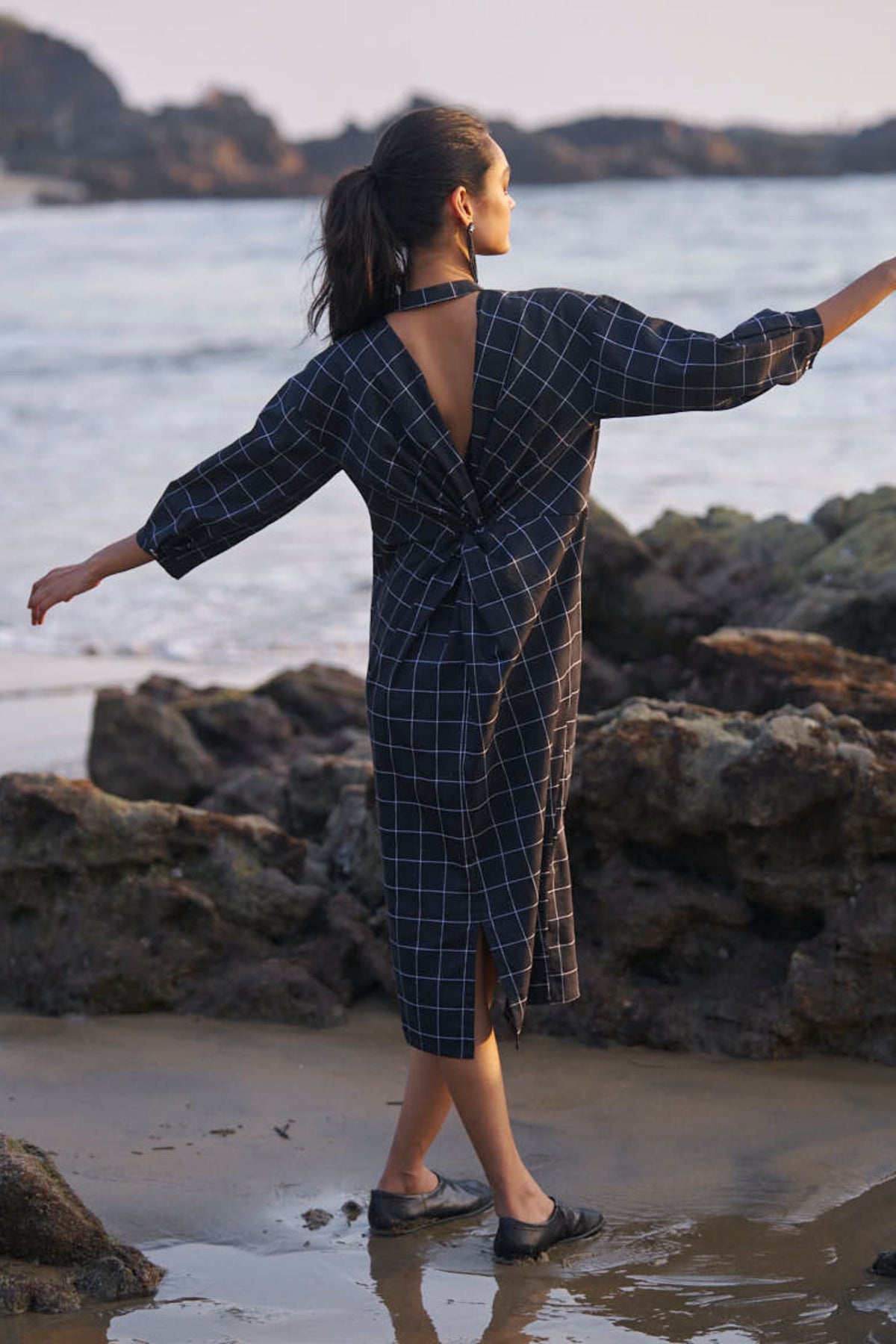 Back Twist Shirt Dress