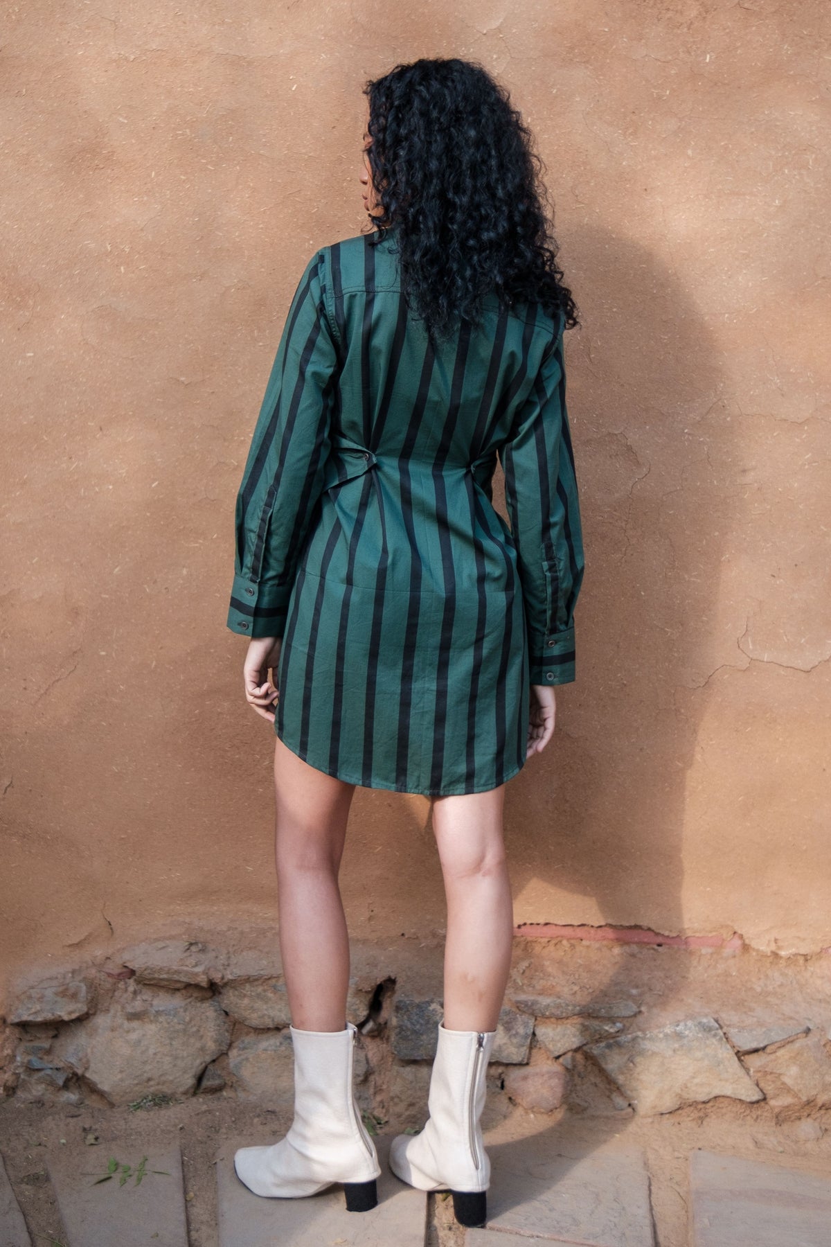 Green Stripes Seattle Shirt Dress