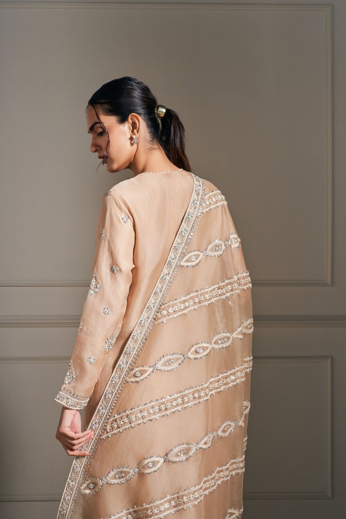 Graceful Beige Embellished Kurta