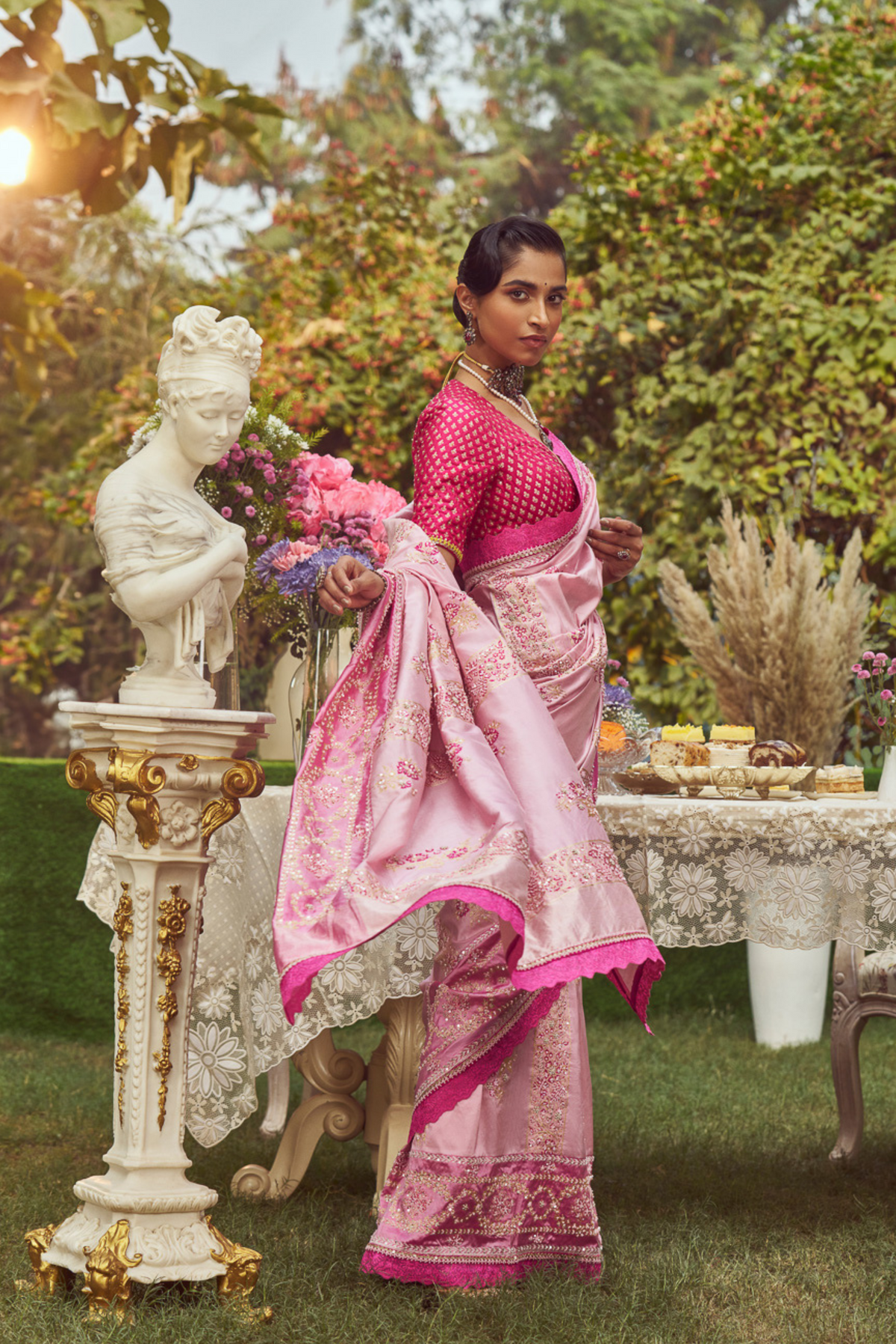 Lavender Pink Zari Handloom Sari