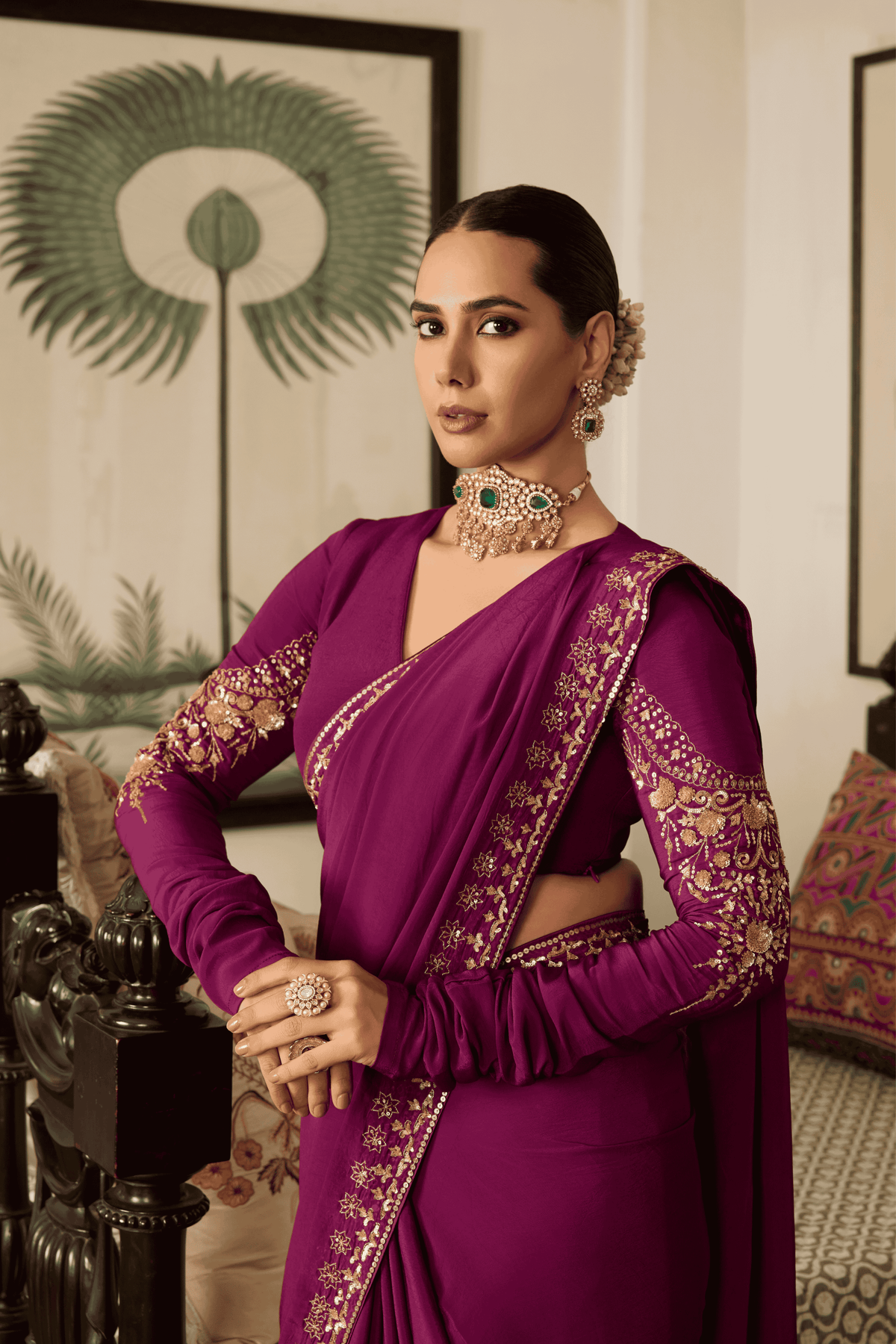 Purple Saree Set