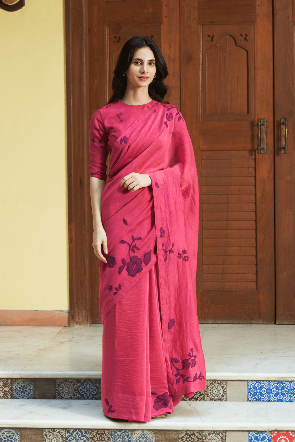 Rouge Floral Saree Set