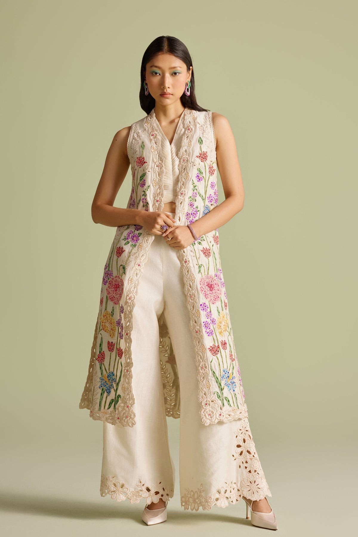 Ivory Mosaic Long Jacket