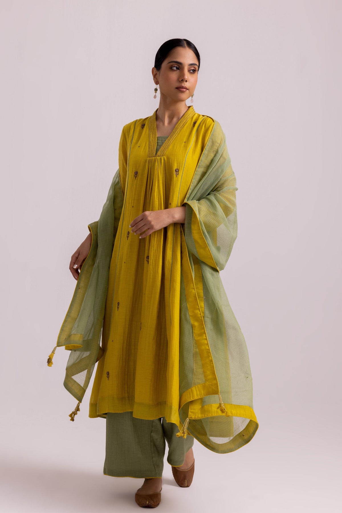 Megha Lime Yellow Kurta Set