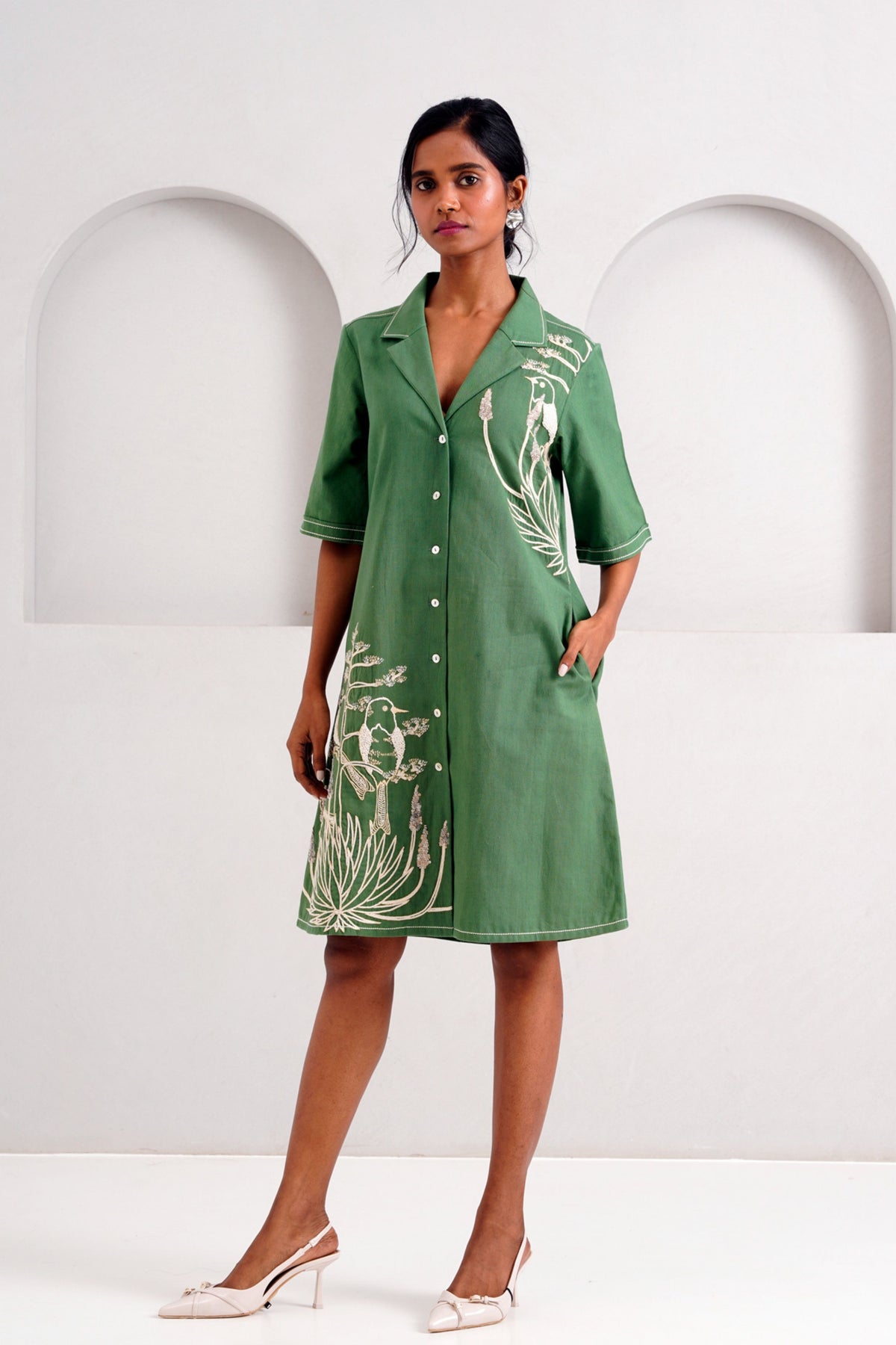 Embroidered Shirt Dress