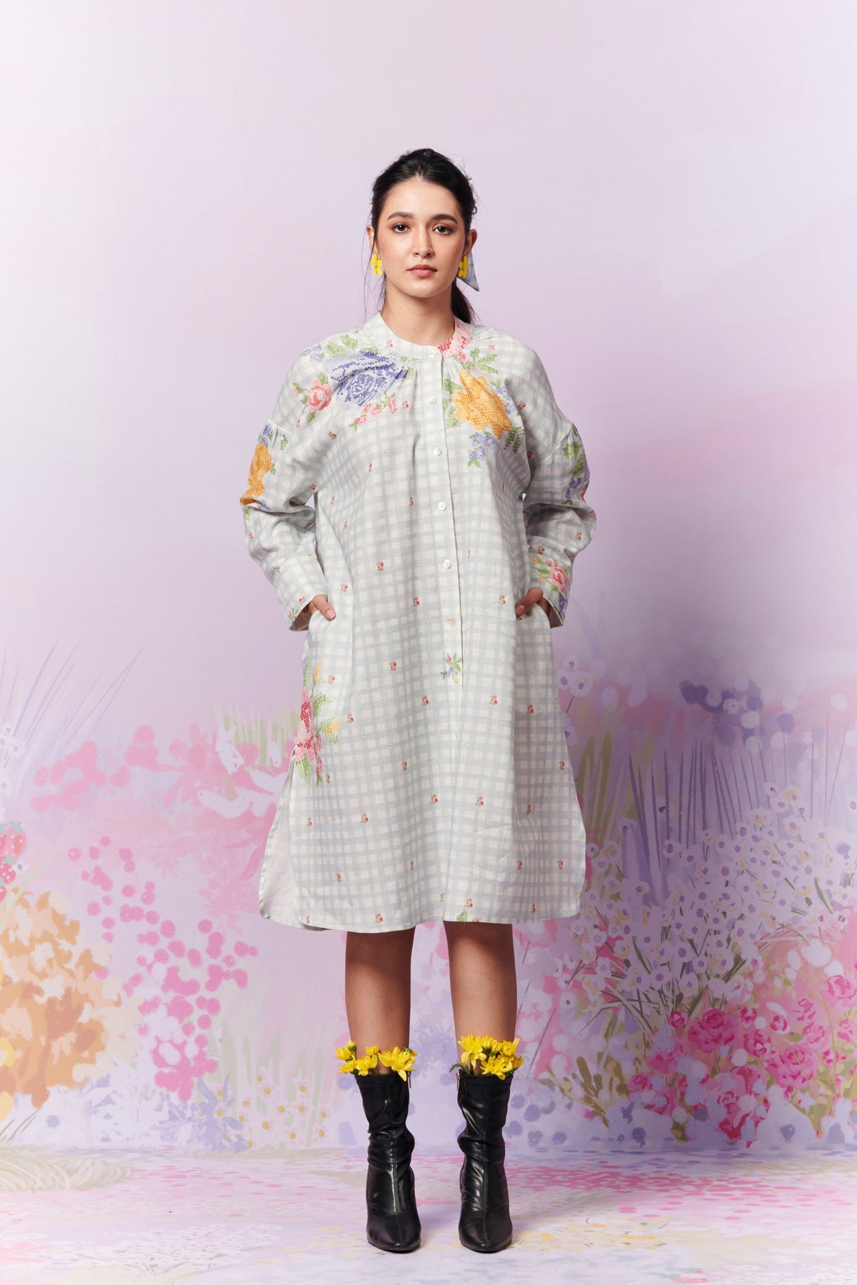 Capri Roses Shirt Dress