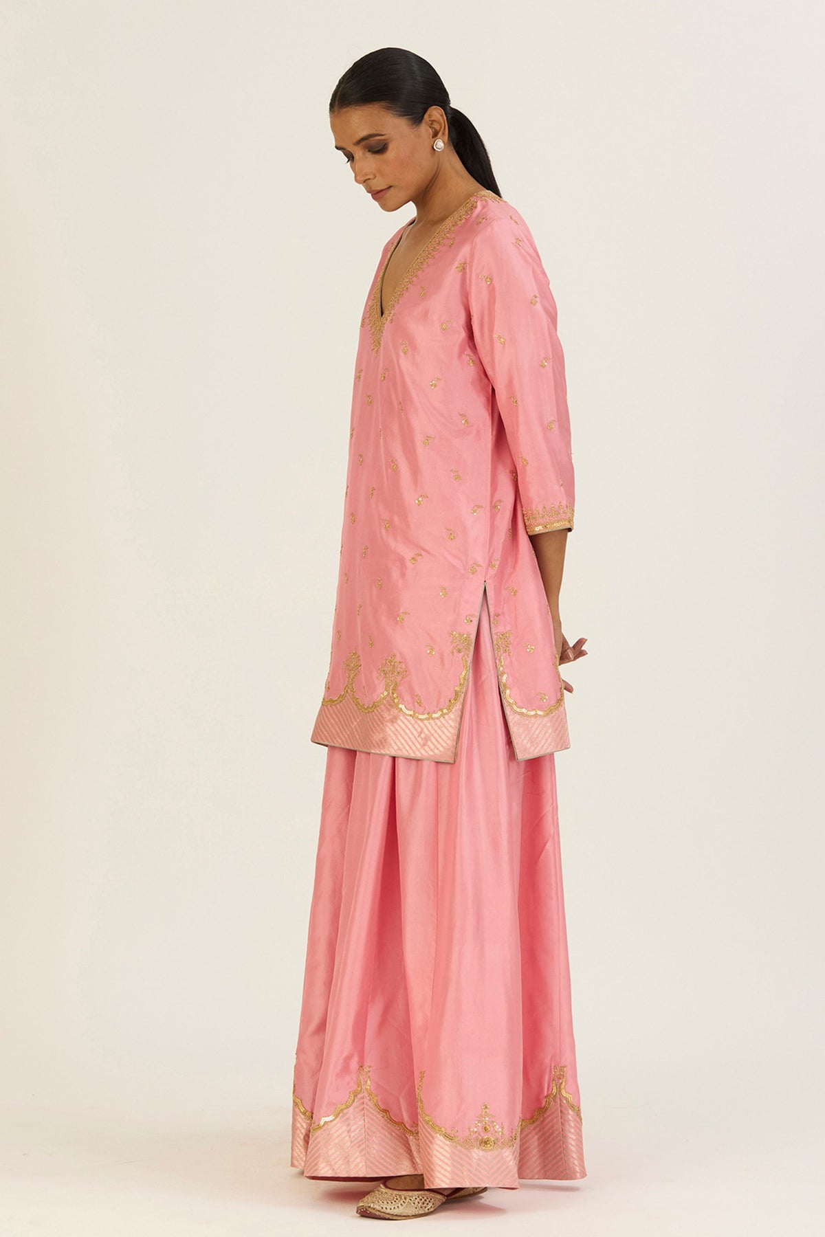 Kripa Salmon Pink Sharara Set