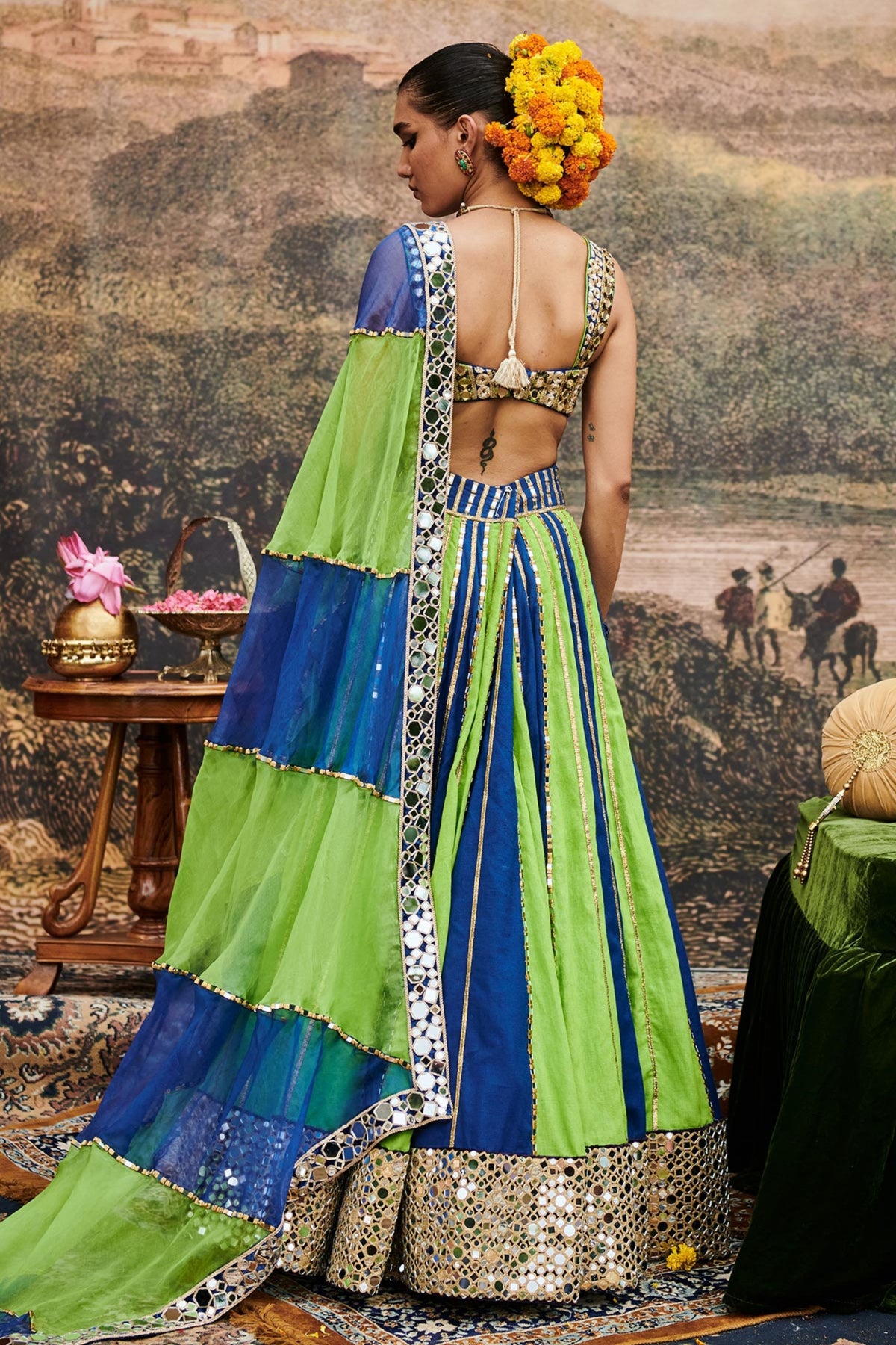 Hari Neel Lehenga Set