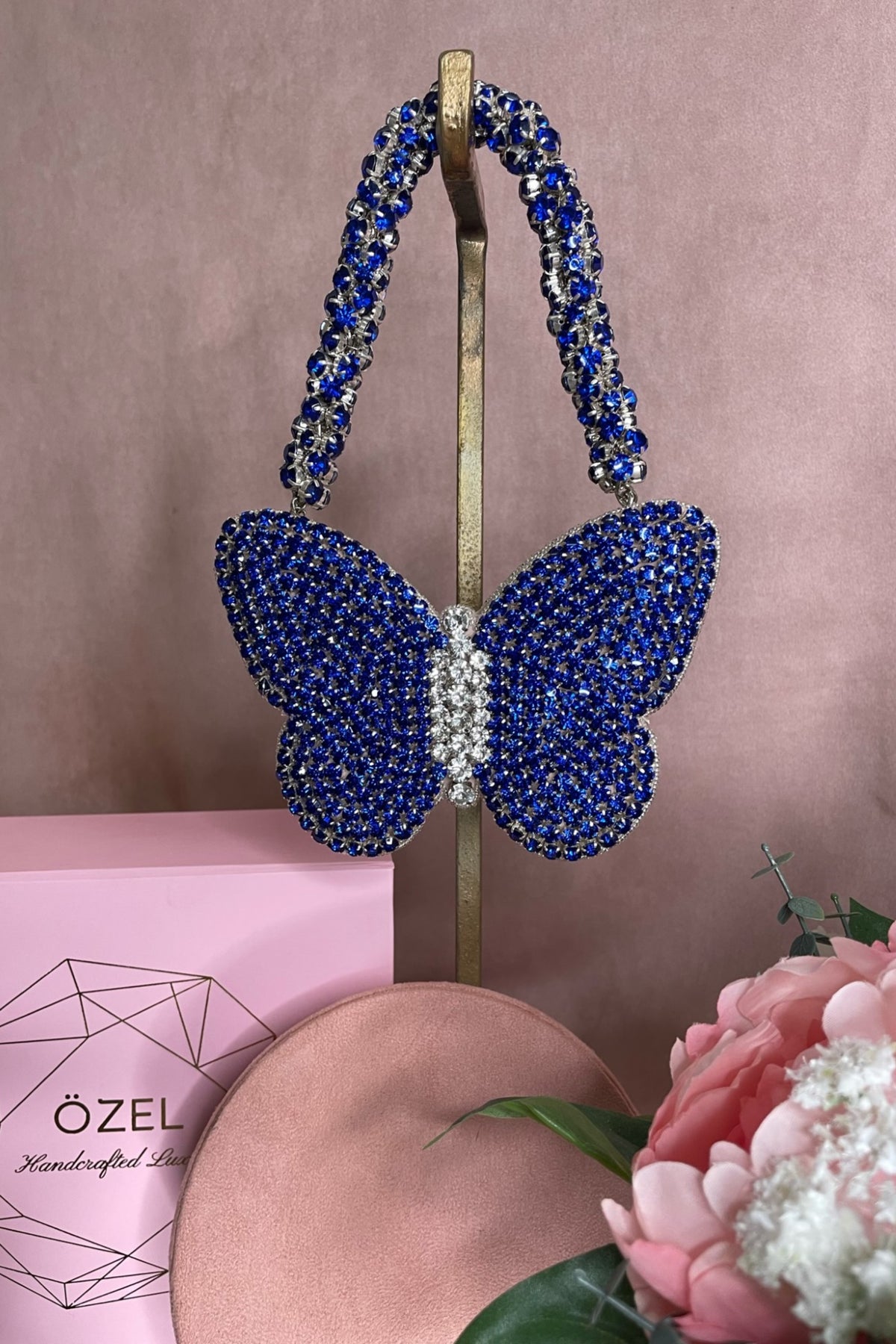 Sapphire Butterfly Mini Rhinestone Bag