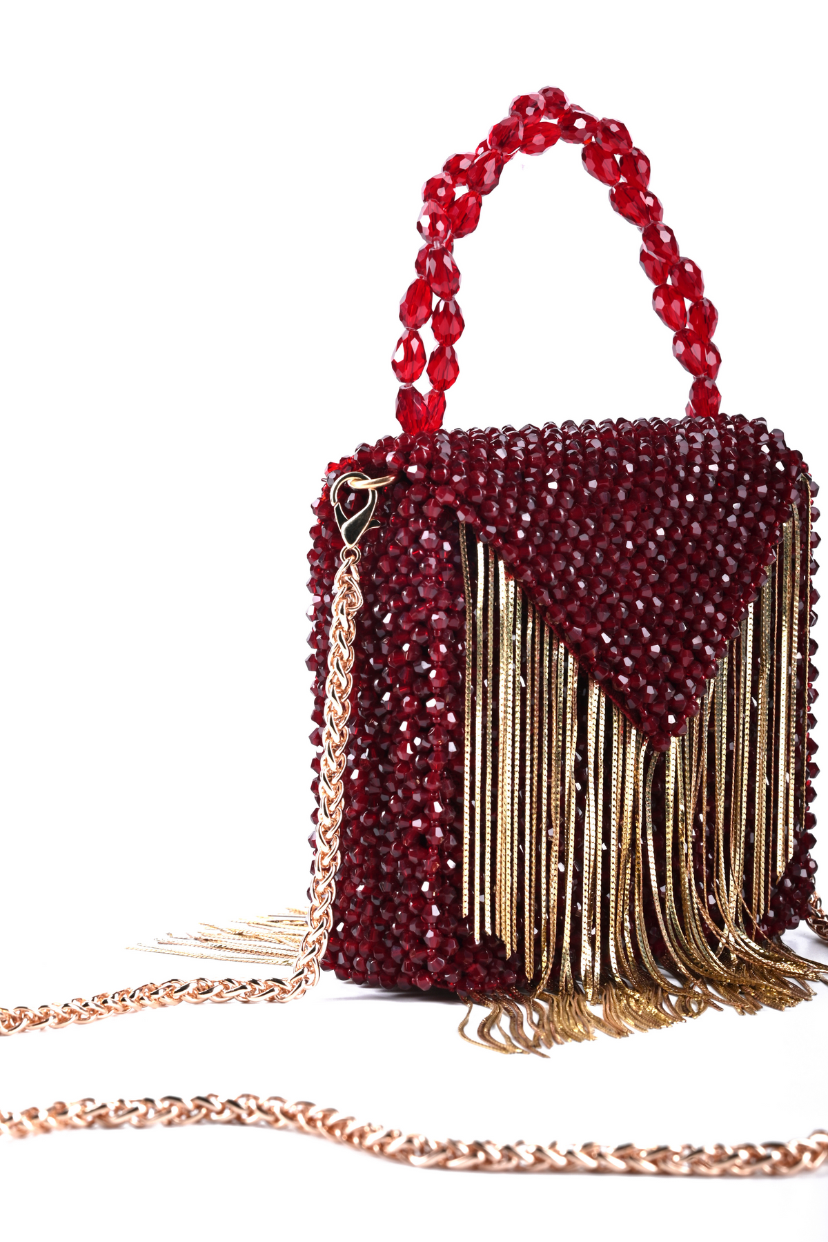 Natali Maroon Mini Bag With Gold Chain