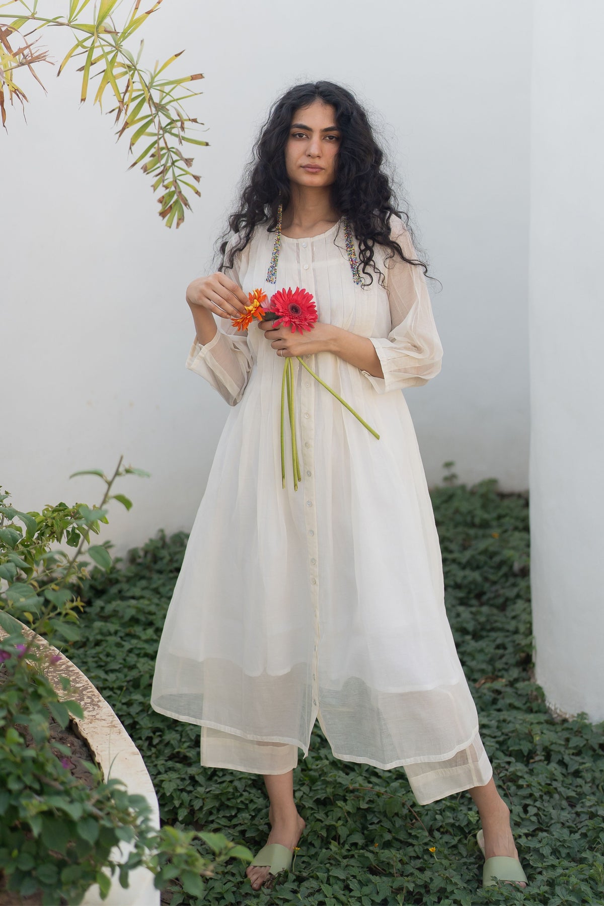 Dewy Mist Pleated Kurta Set