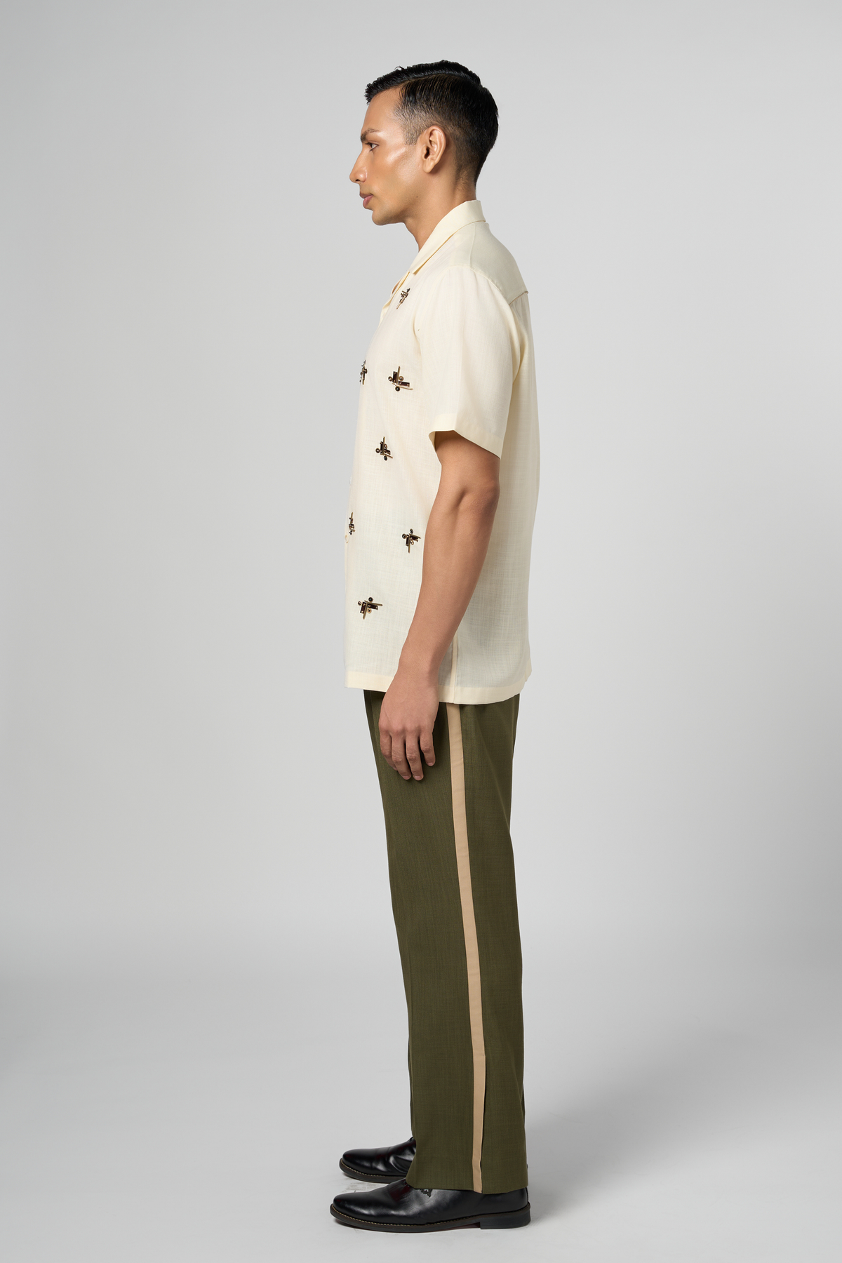 Beam Embroidered Resort Ivory Shirt