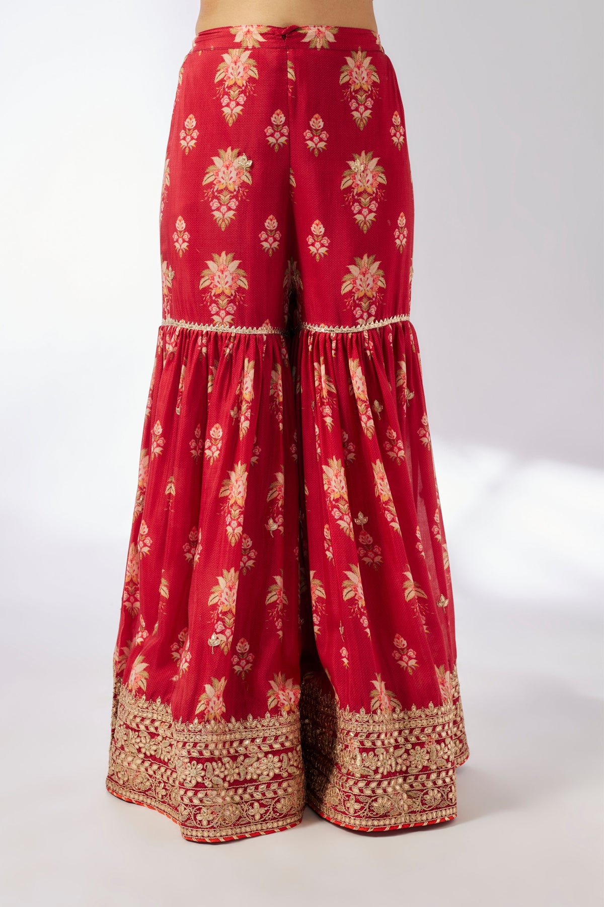 Red Samiksha Peplum Sharara Set